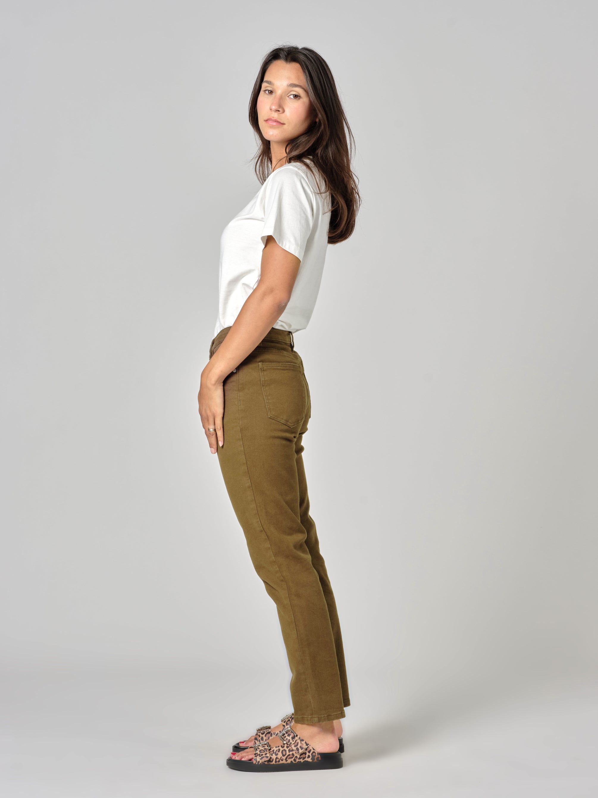 Jean boyfriend slim camel taille haute MAEVA