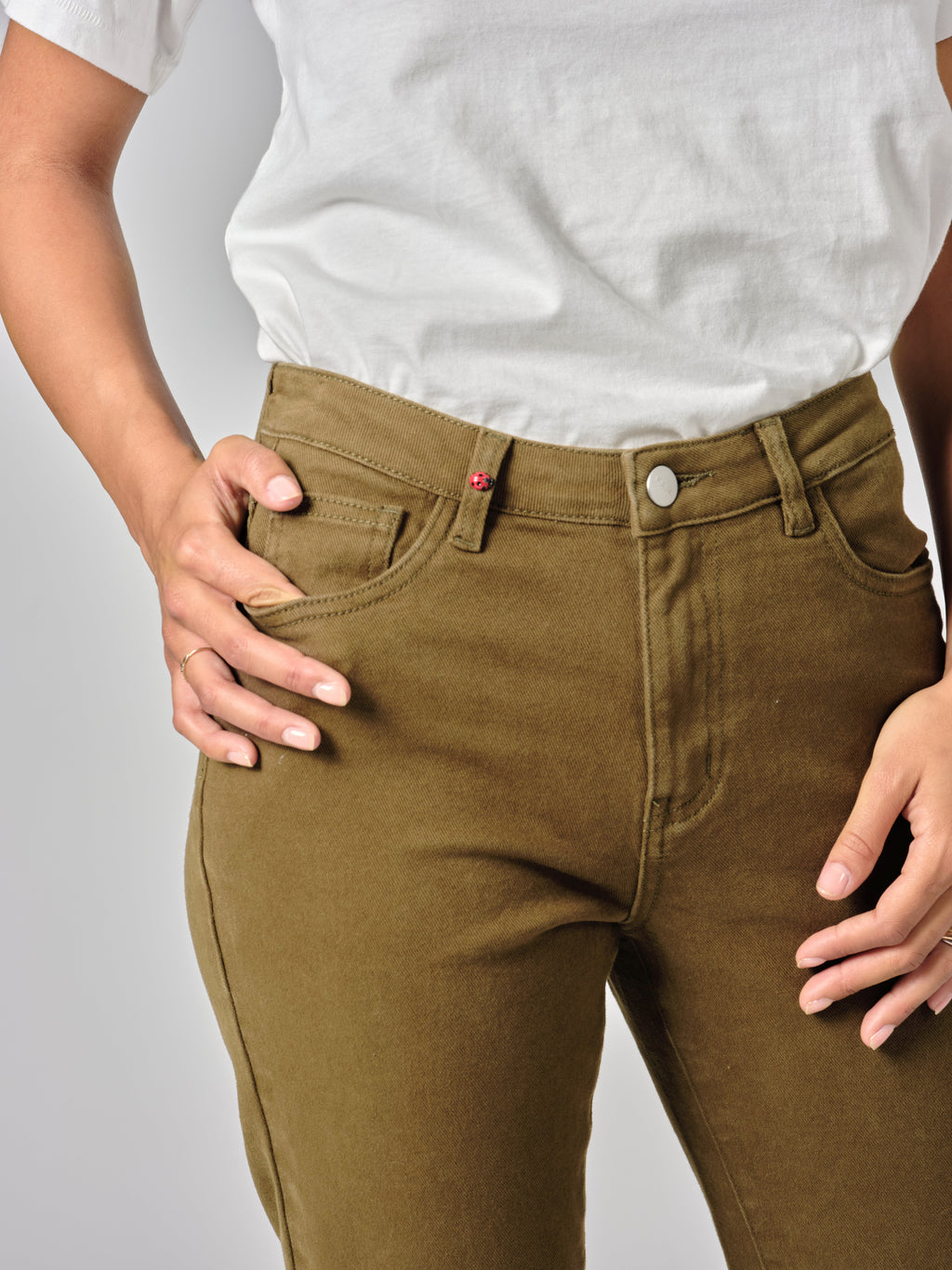 MAEVA high-waisted slim khaki boyfriend jeans
