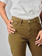 Jean boyfriend slim camel taille haute MAEVA
