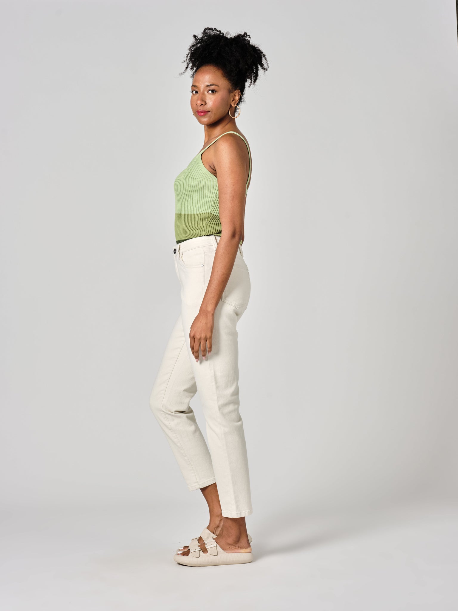 MAEVA high-waisted slim greige boyfriend jeans