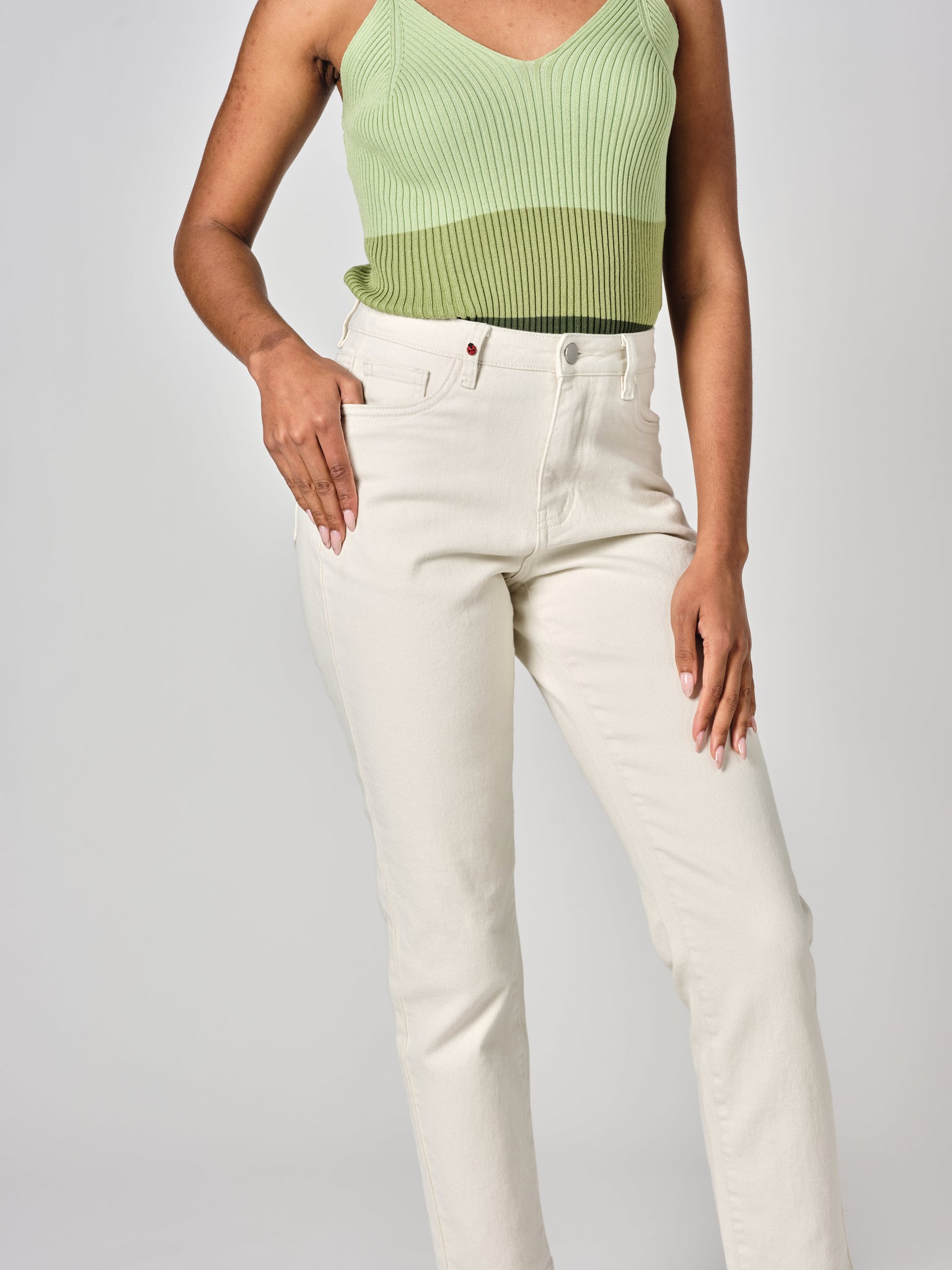 MAEVA high-waisted slim greige boyfriend jeans