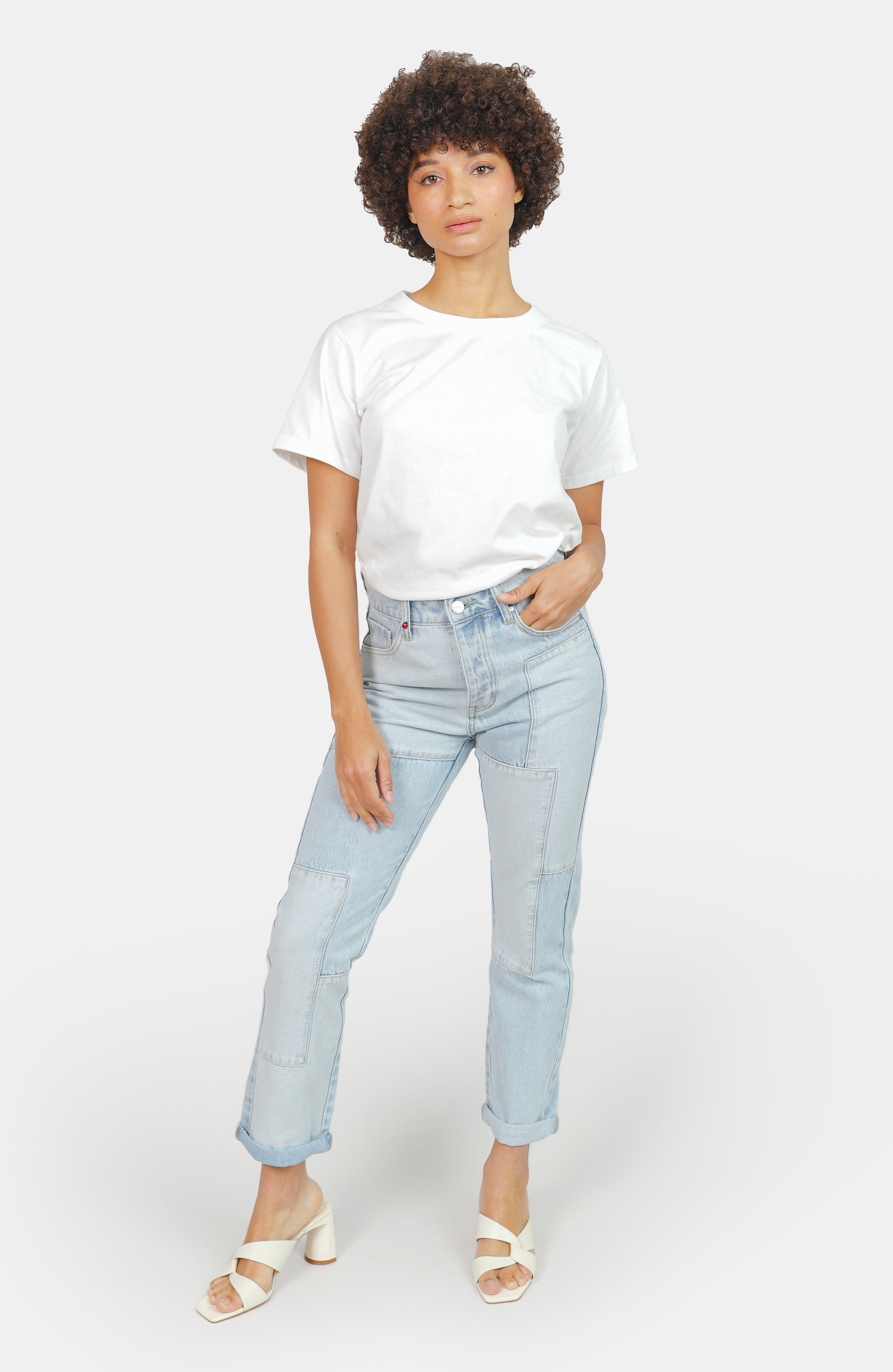 PATRICIA PATCHWORK light blue mom jeans