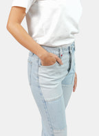 PATRICIA PATCHWORK light blue mom jeans