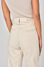 PEARL greige straight jeans with cuffs