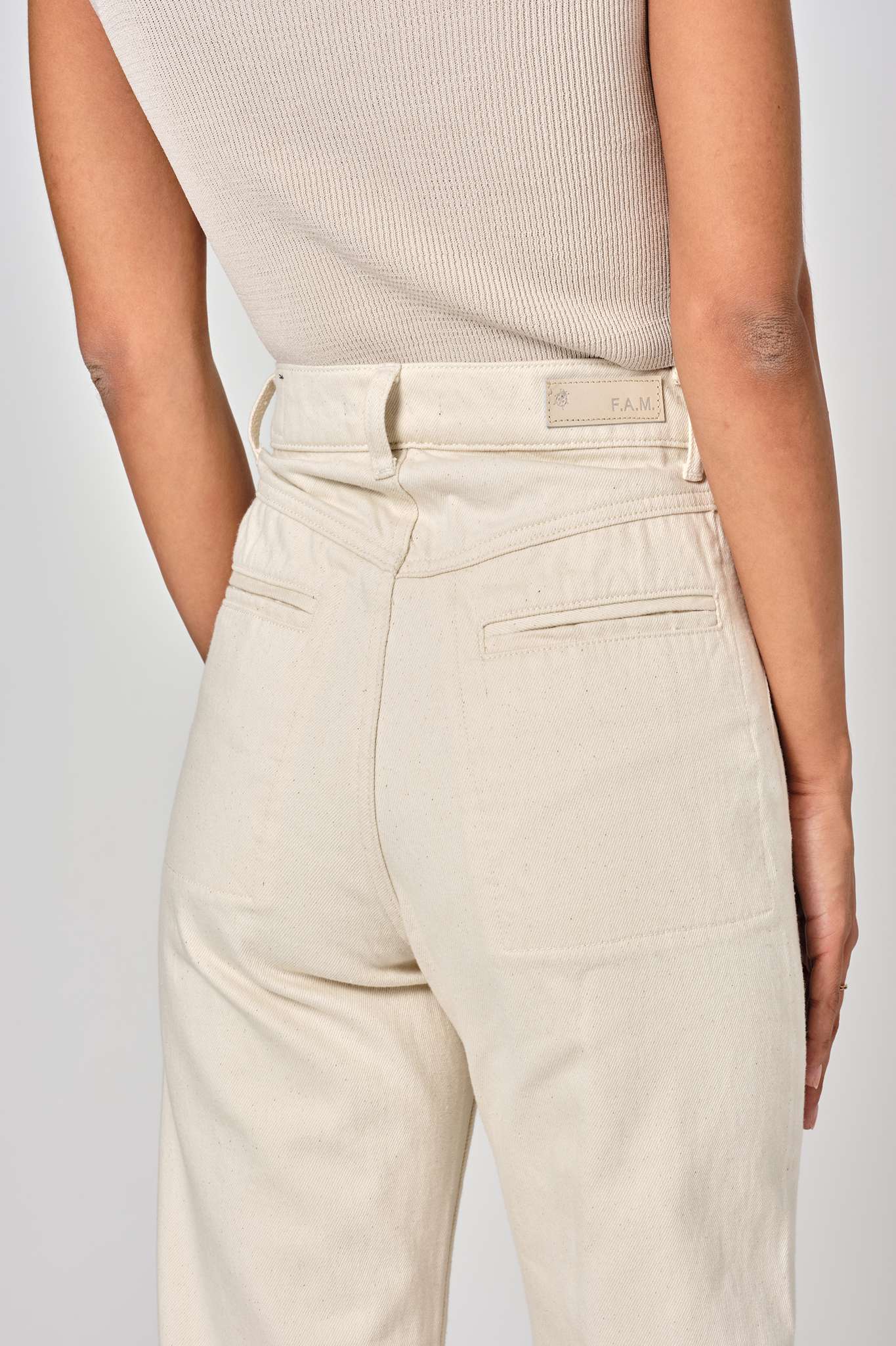 PEARL greige straight jeans with cuffs