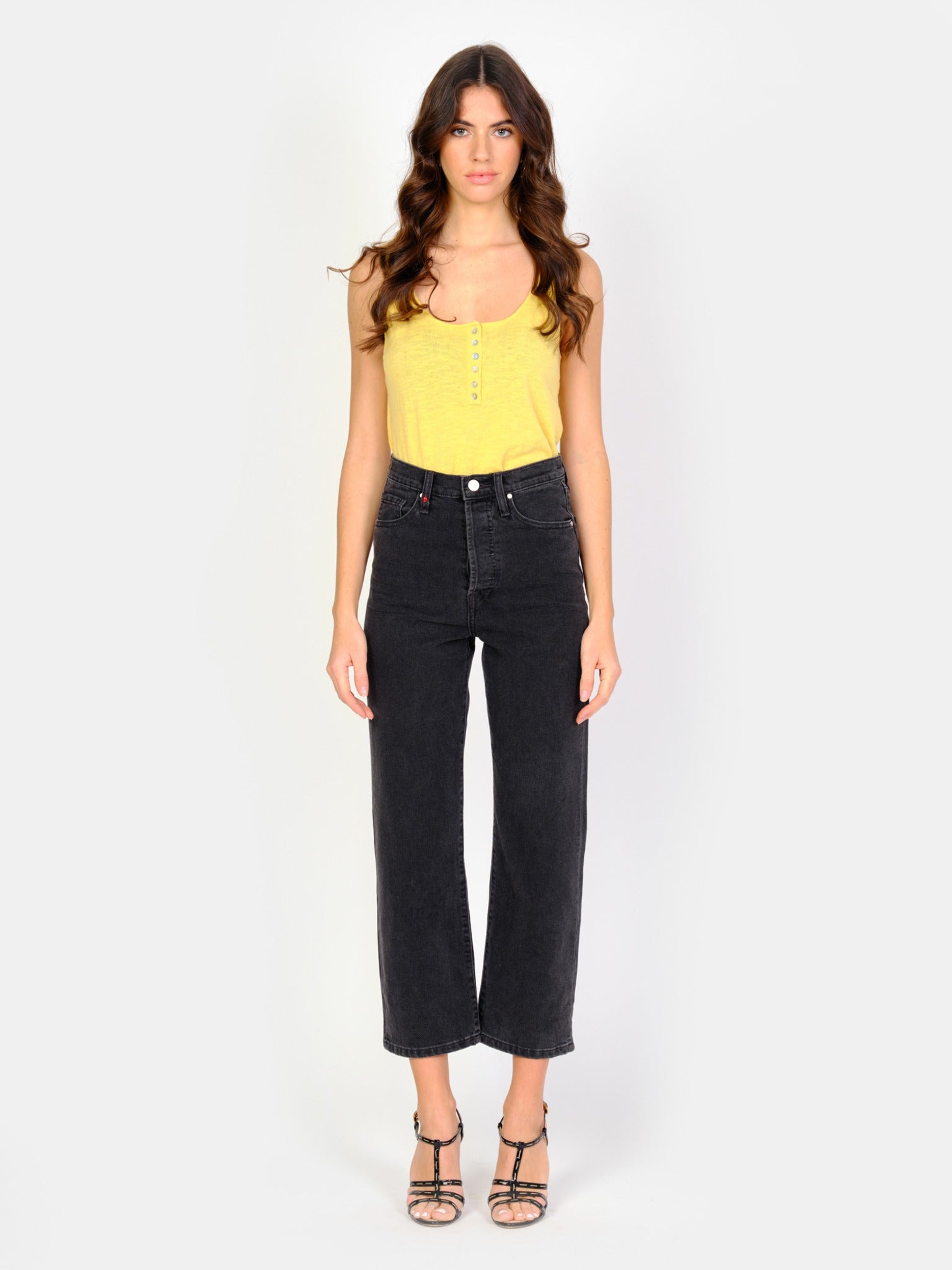 POLA black cropped straight jeans