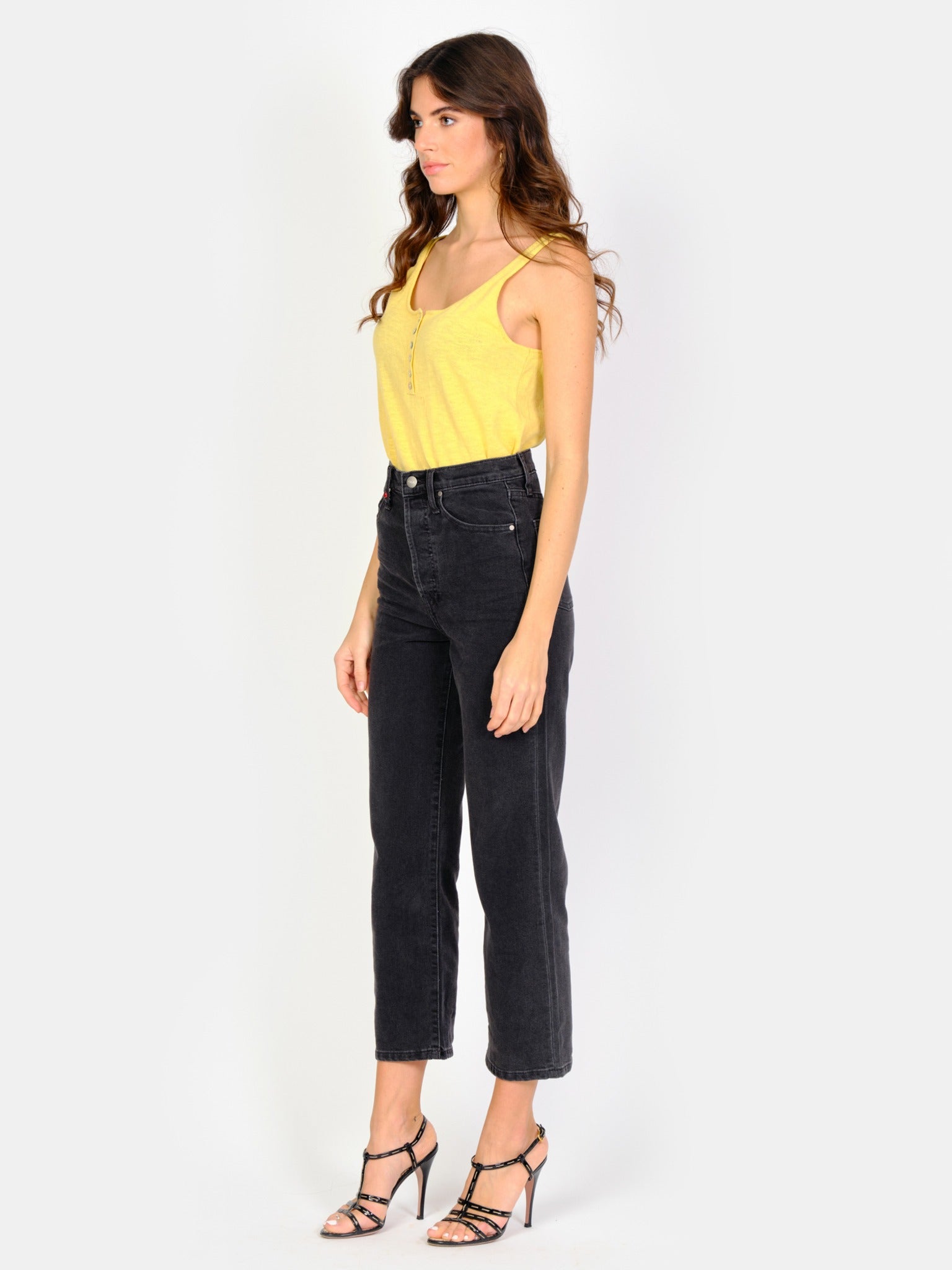 POLA black cropped straight jeans