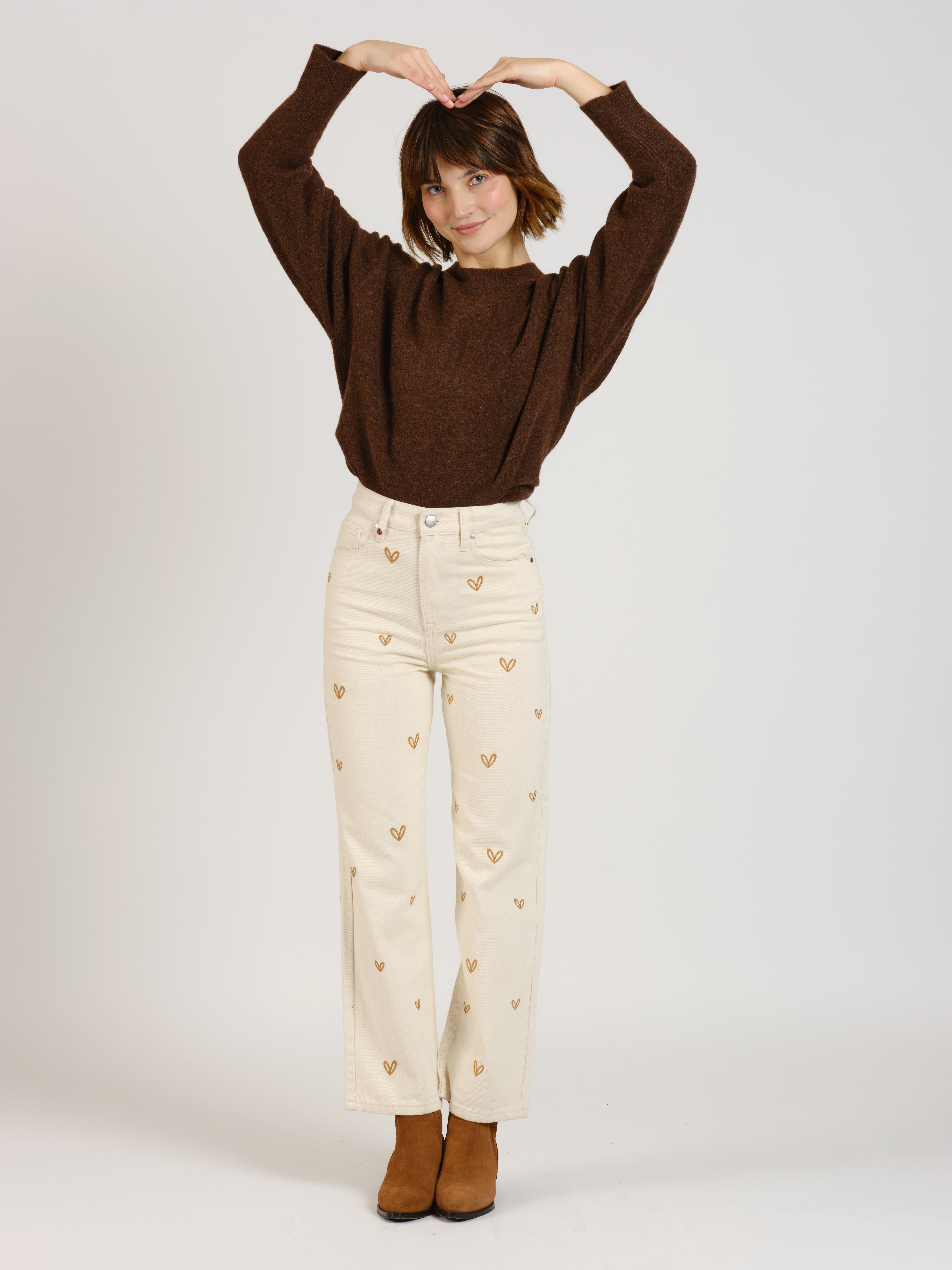 POLA EMBRO HEART gray straight jeans