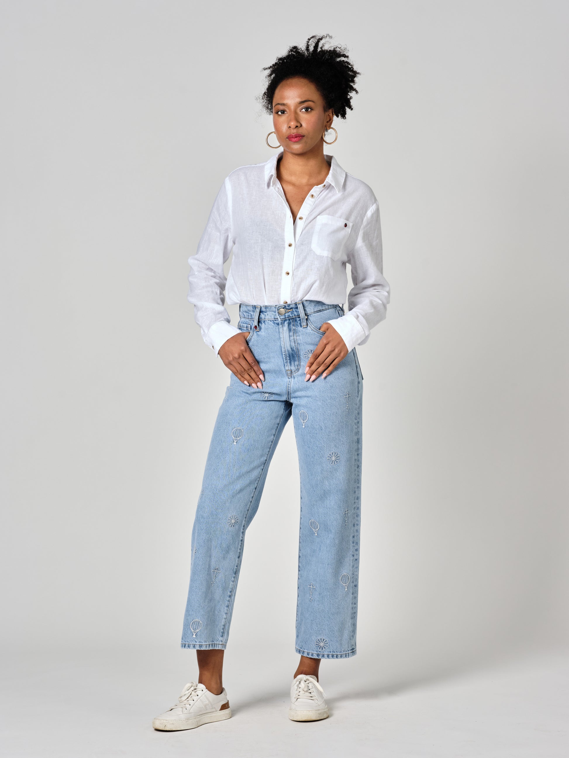 Jean droit court bleu POLA EMBRO