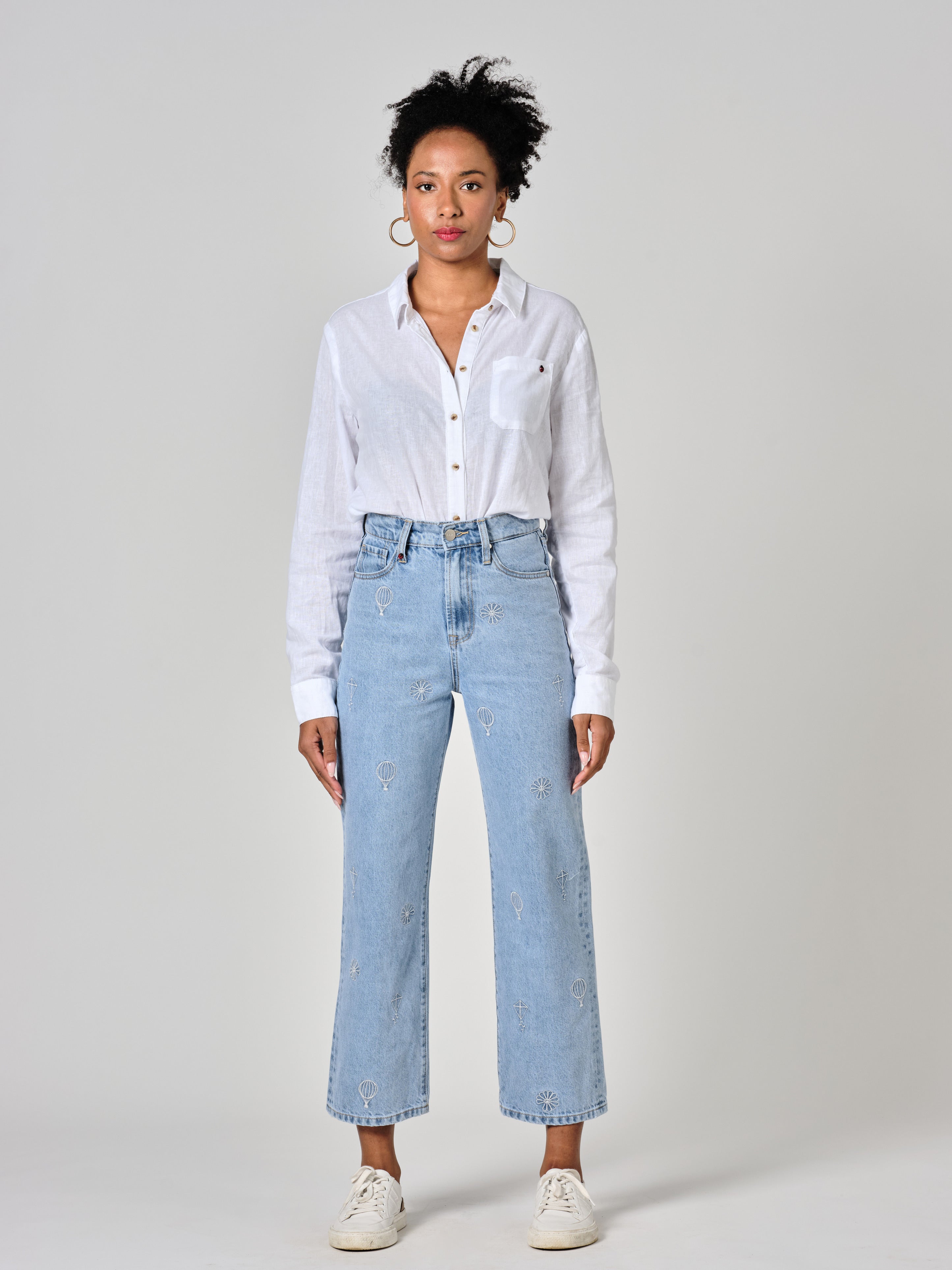 POLA EMBRO blue cropped straight jeans