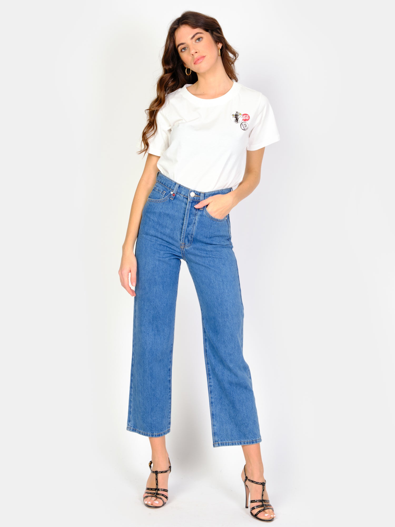 POLA stone cropped straight jeans