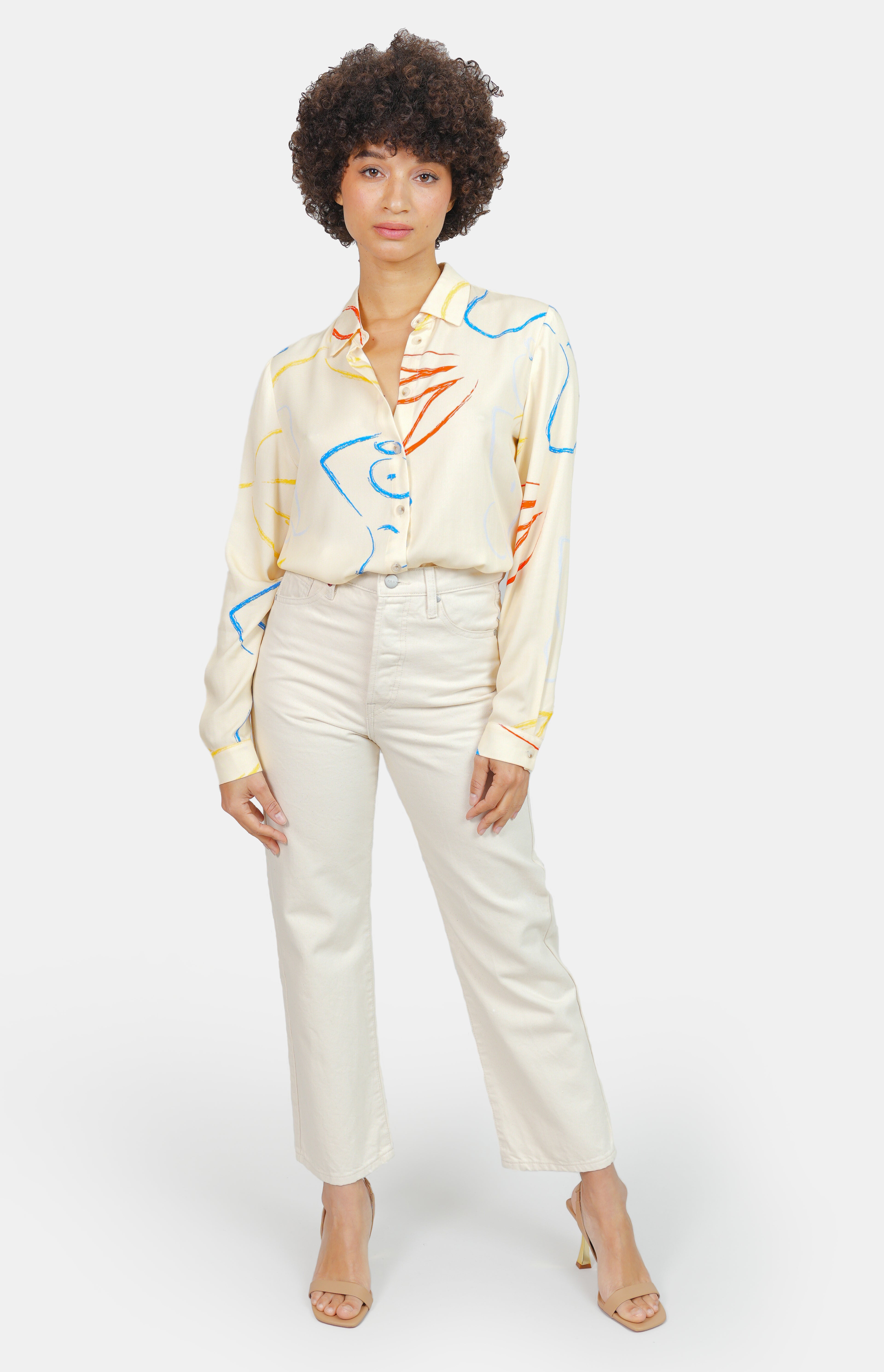 POLA ecru cropped straight jeans