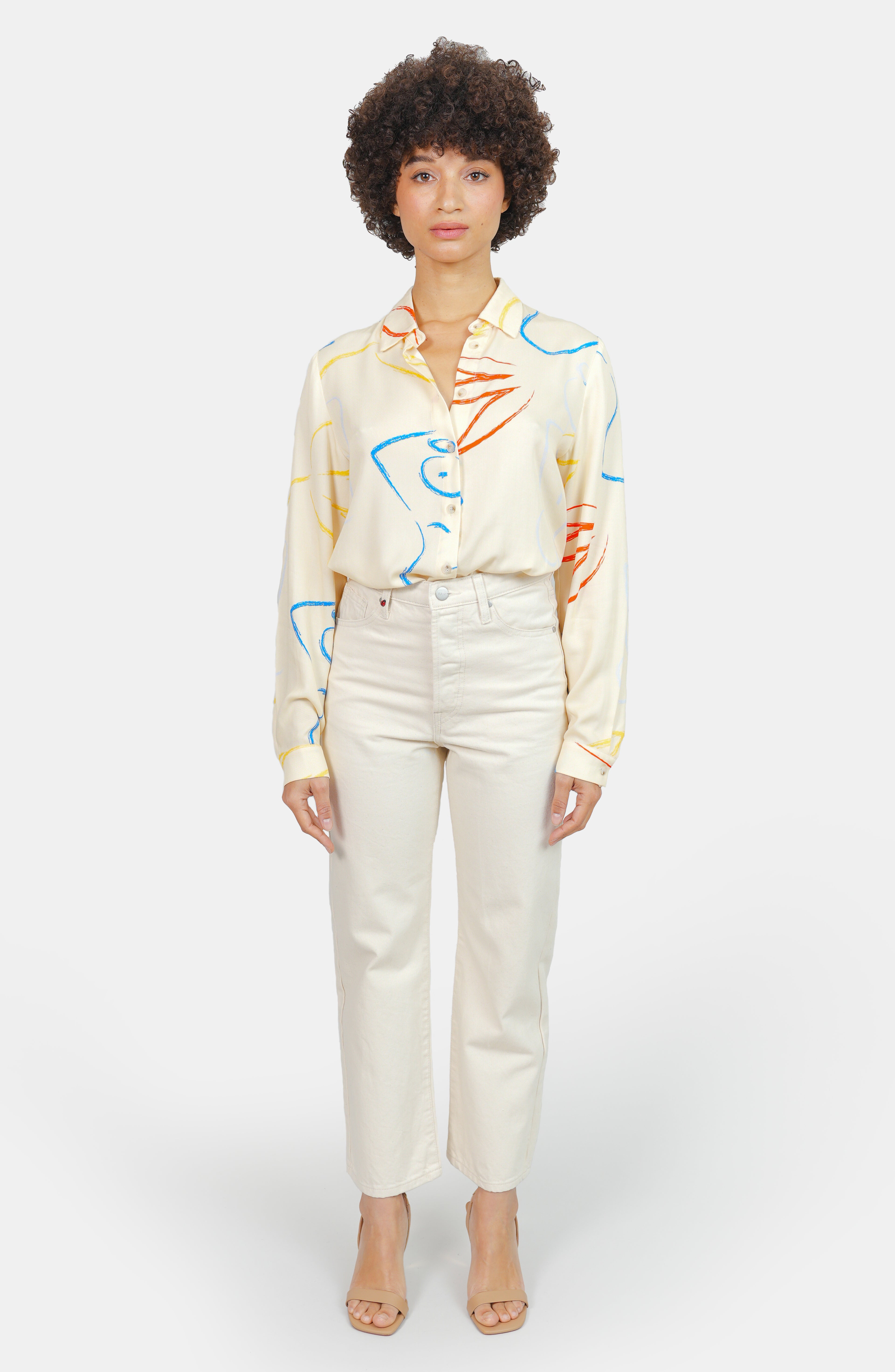 POLA ecru cropped straight jeans