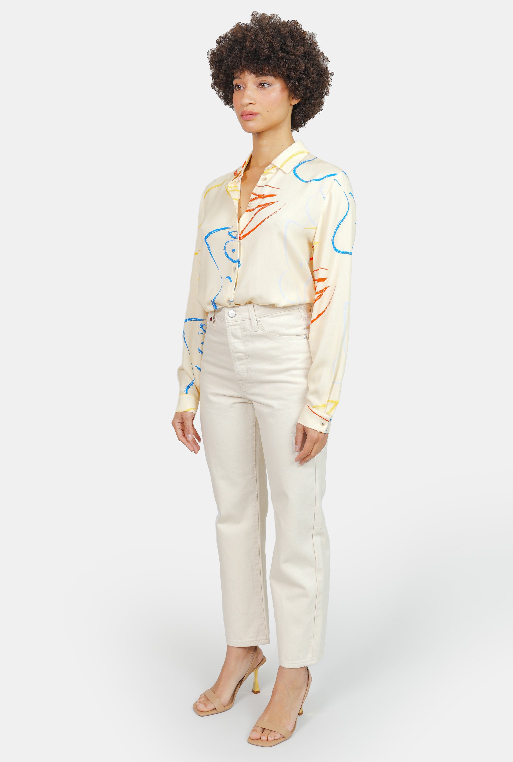 POLA ecru cropped straight jeans