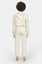 POLA ecru cropped straight jeans