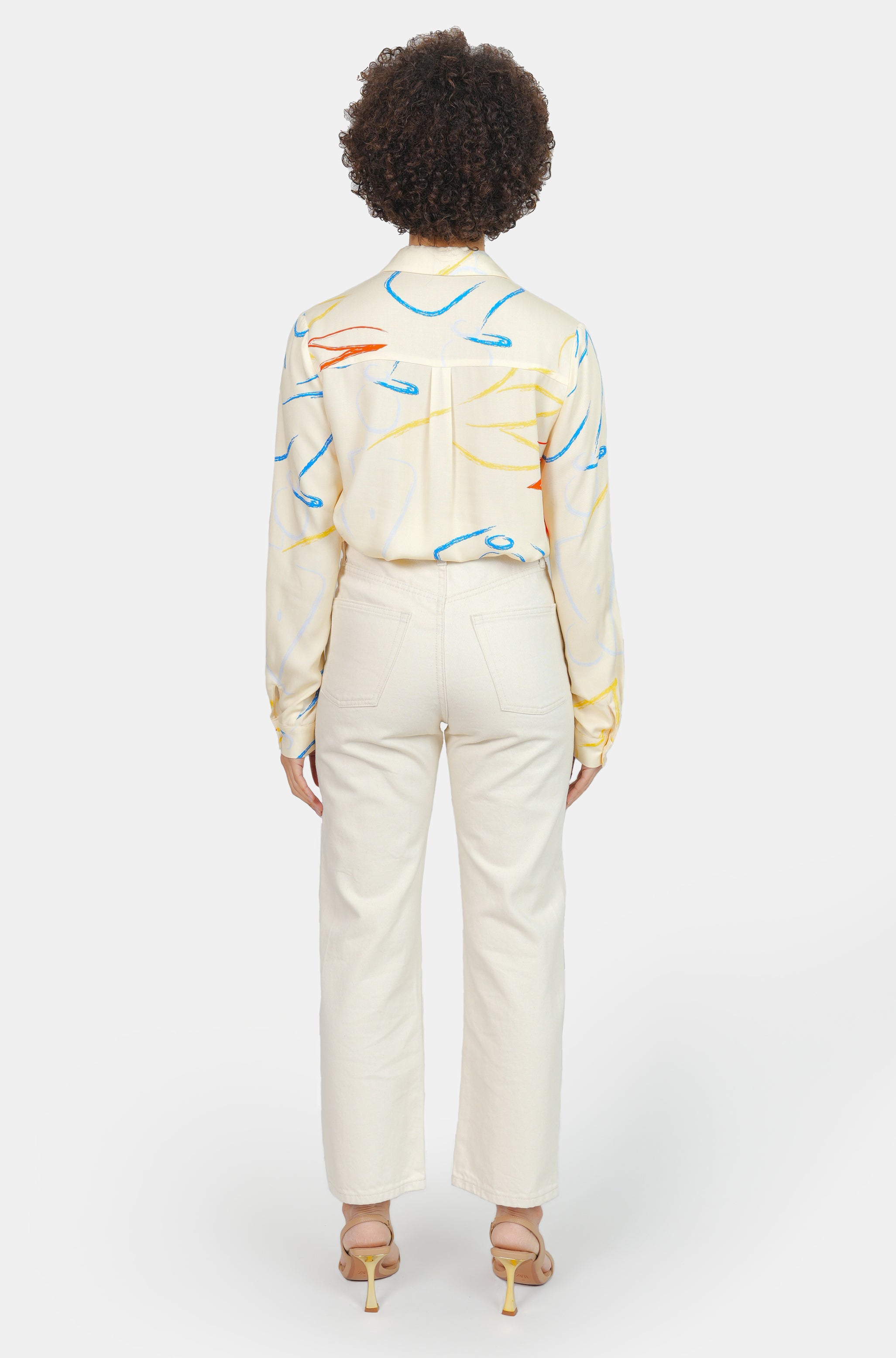POLA ecru cropped straight jeans