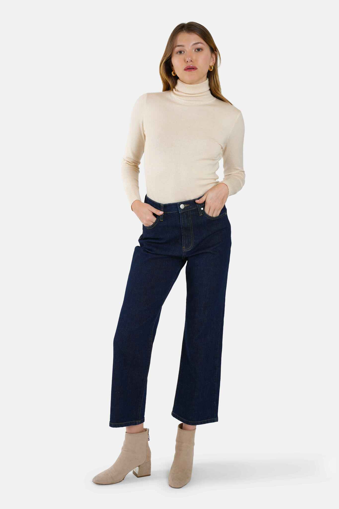 POLA Indigo Cropped Straight Jeans