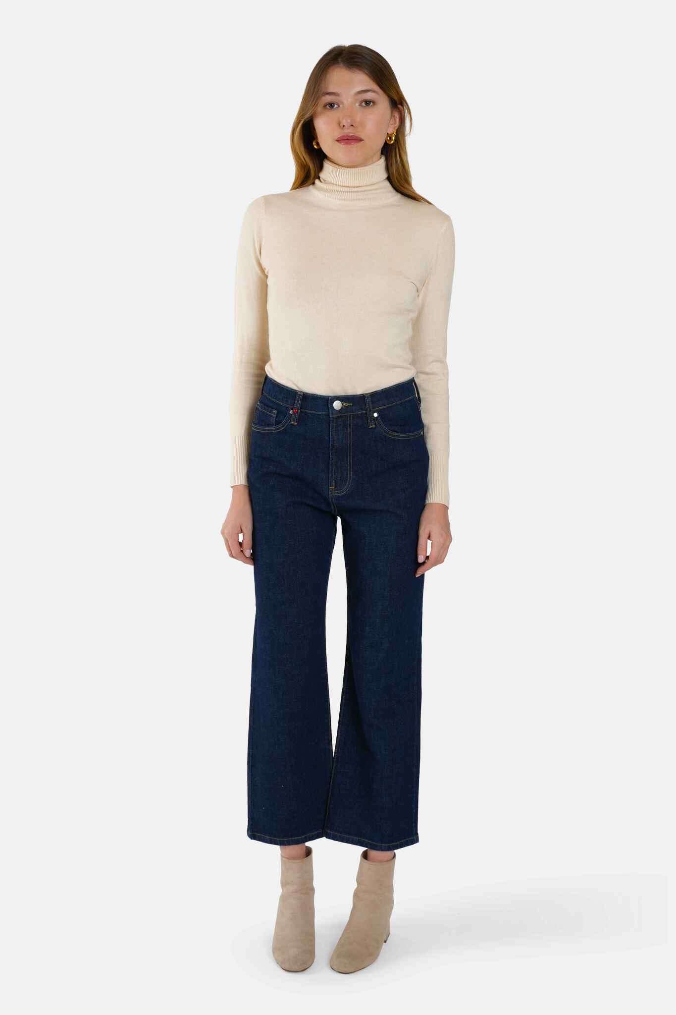 POLA Indigo Cropped Straight Jeans