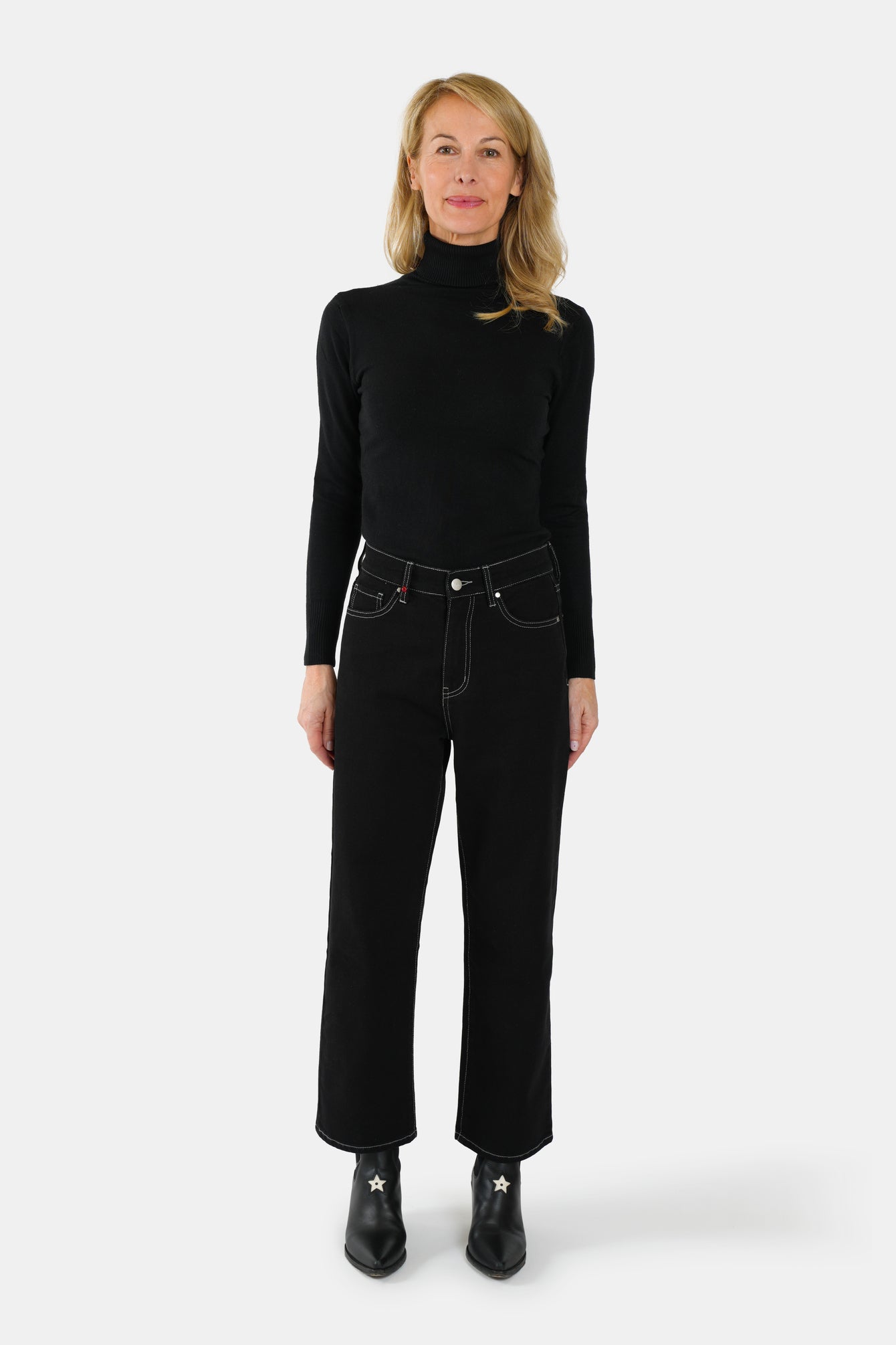 POLA black cropped straight jeans