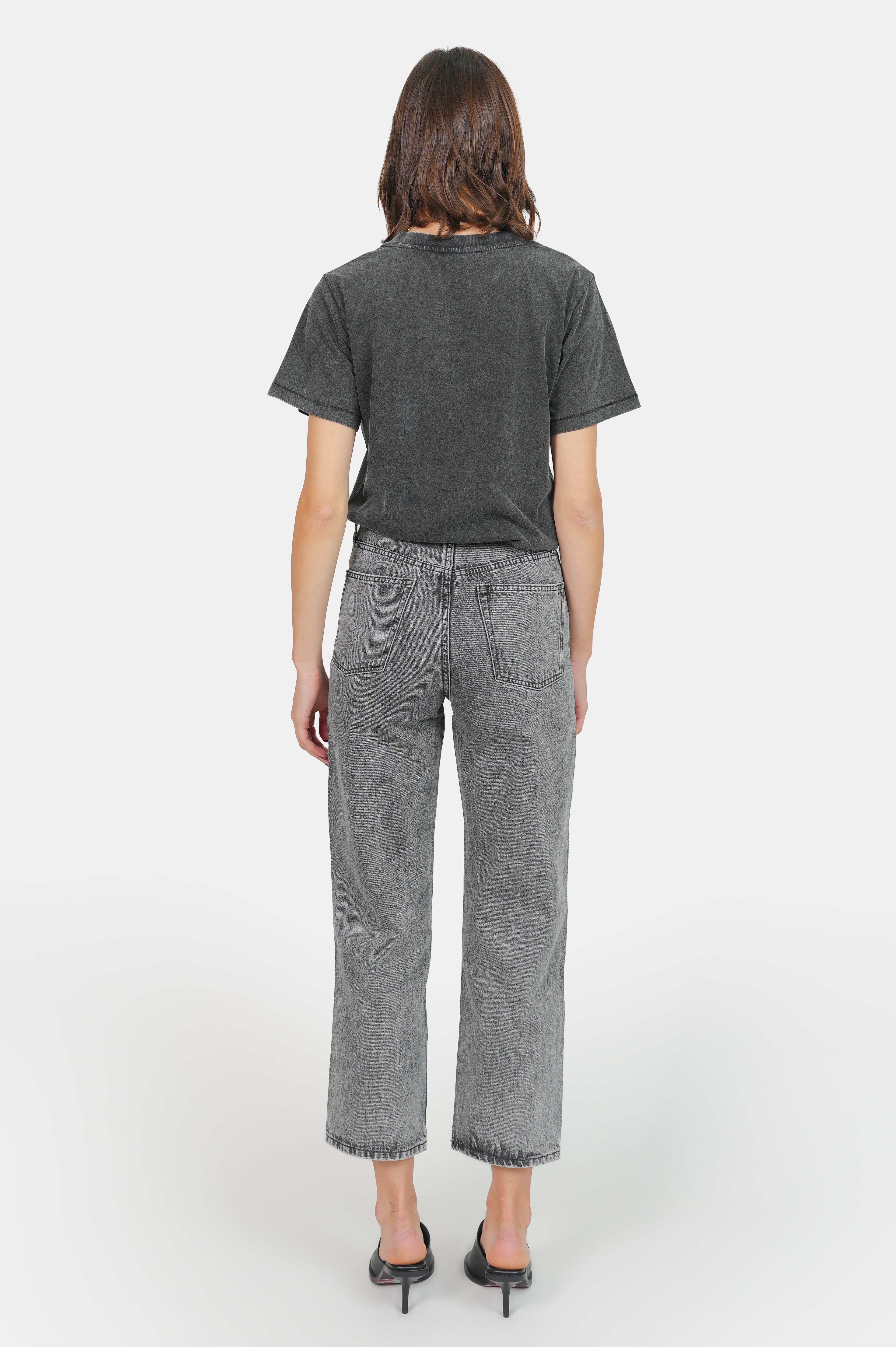 POLA gray cropped straight jeans
