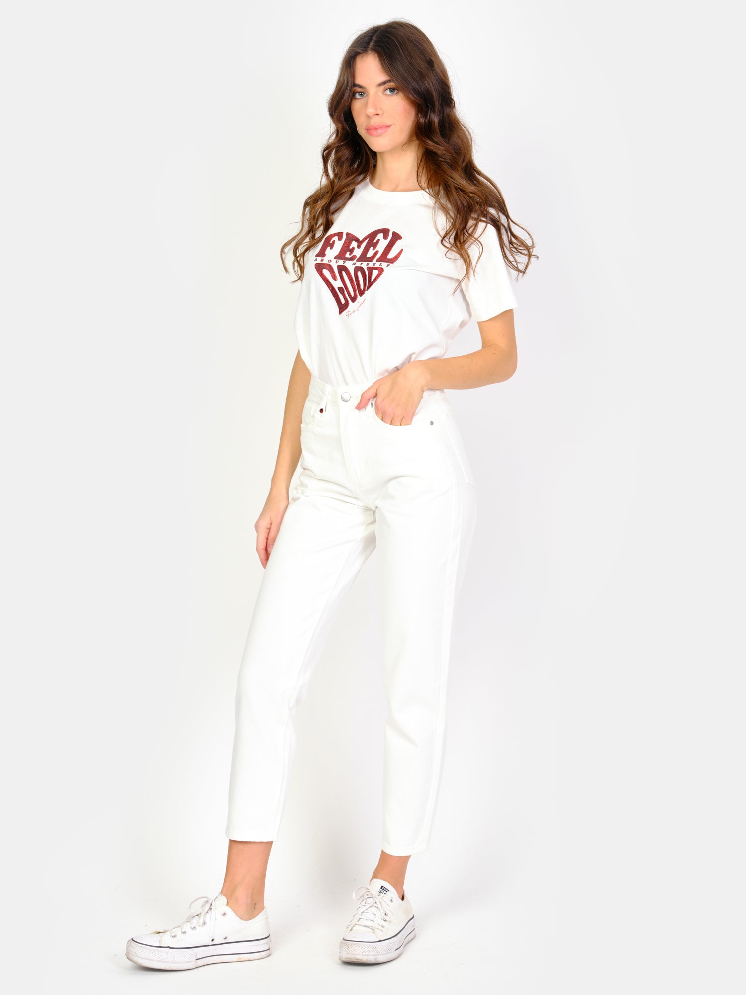 Jean mom blanc taille haute POLLY