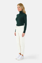 POLLY white velvet slim mom pants