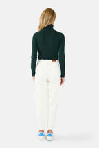POLLY white velvet slim mom pants