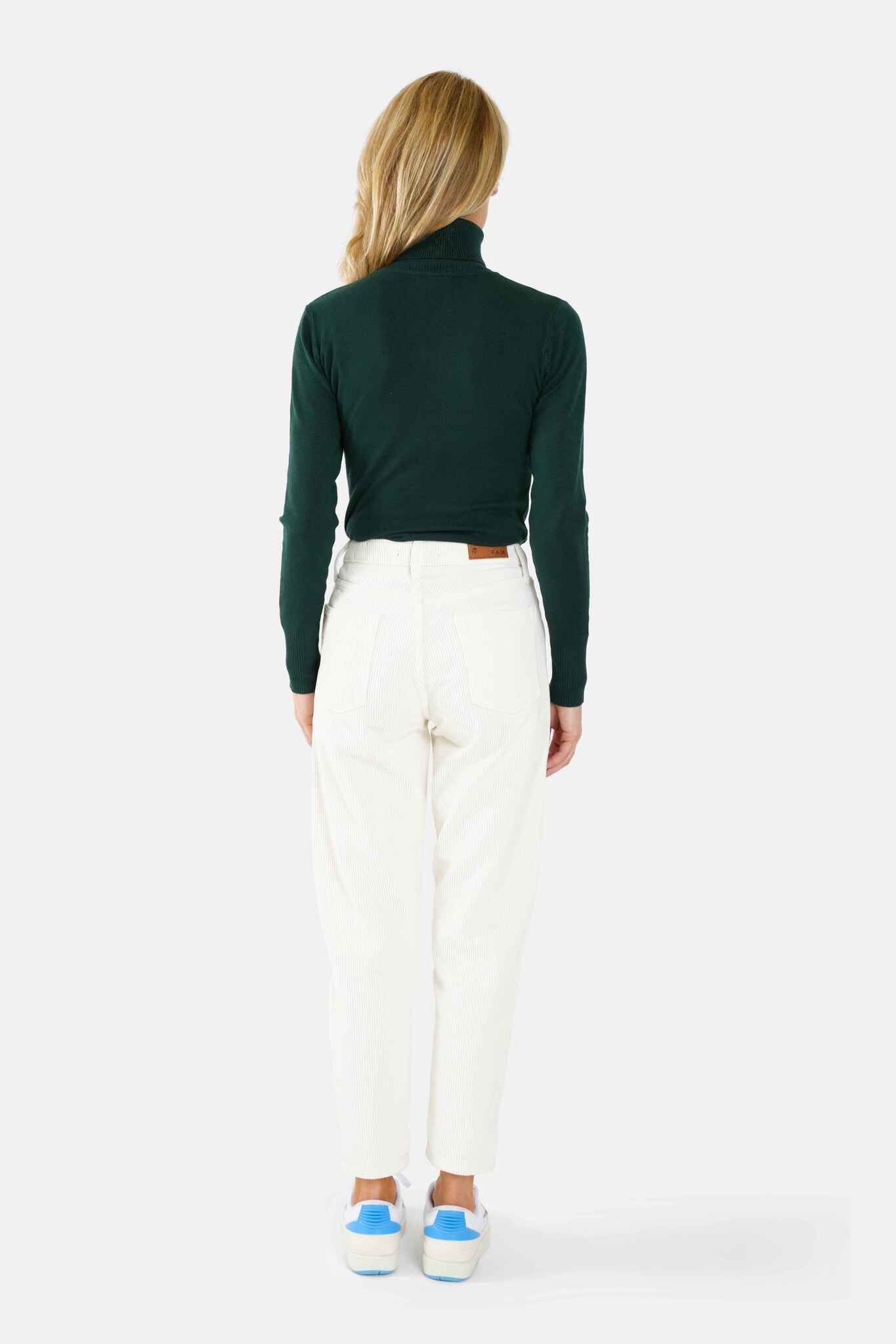 POLLY white velvet slim mom pants