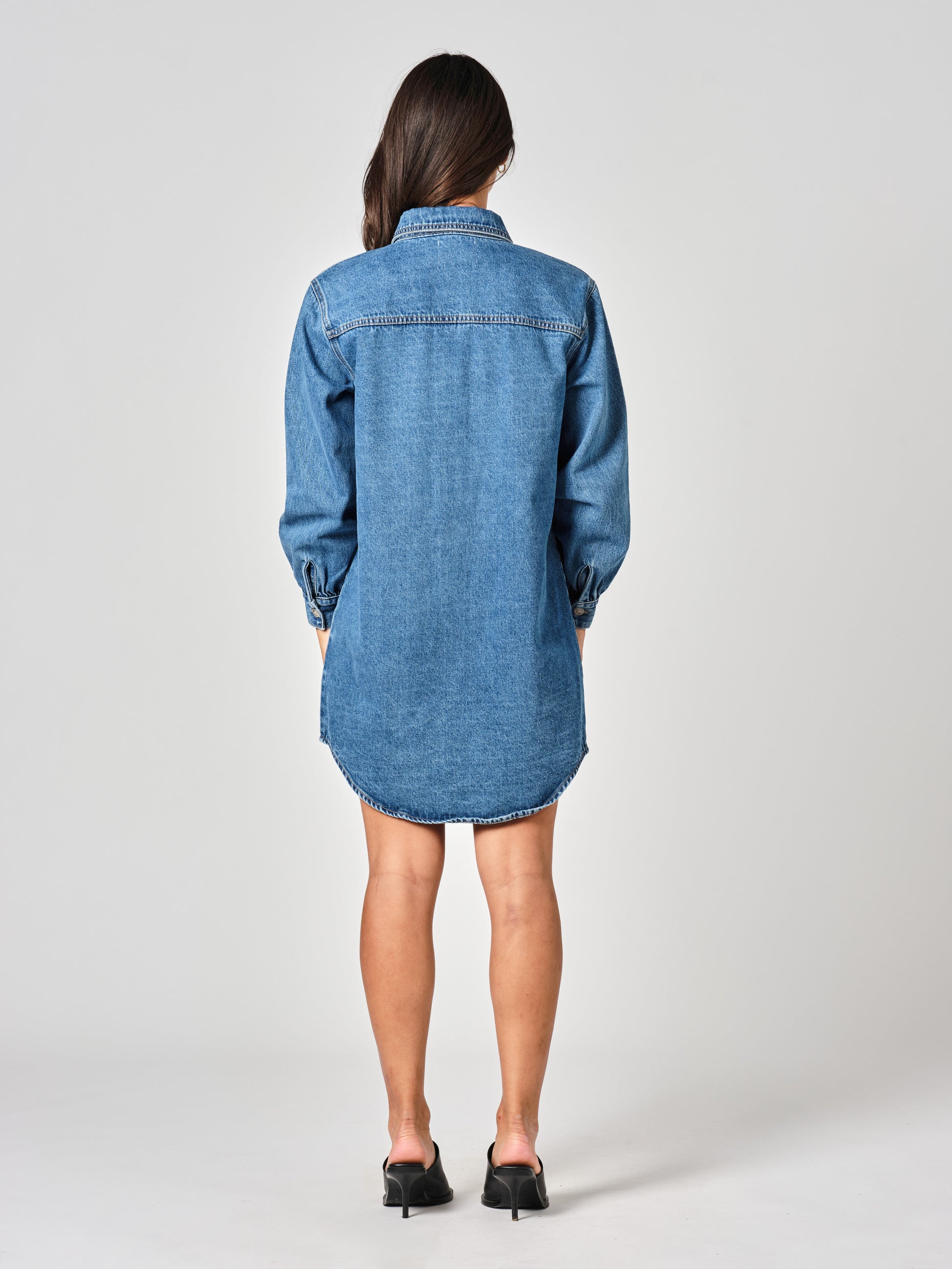 SALOME LONG stone denim shirt