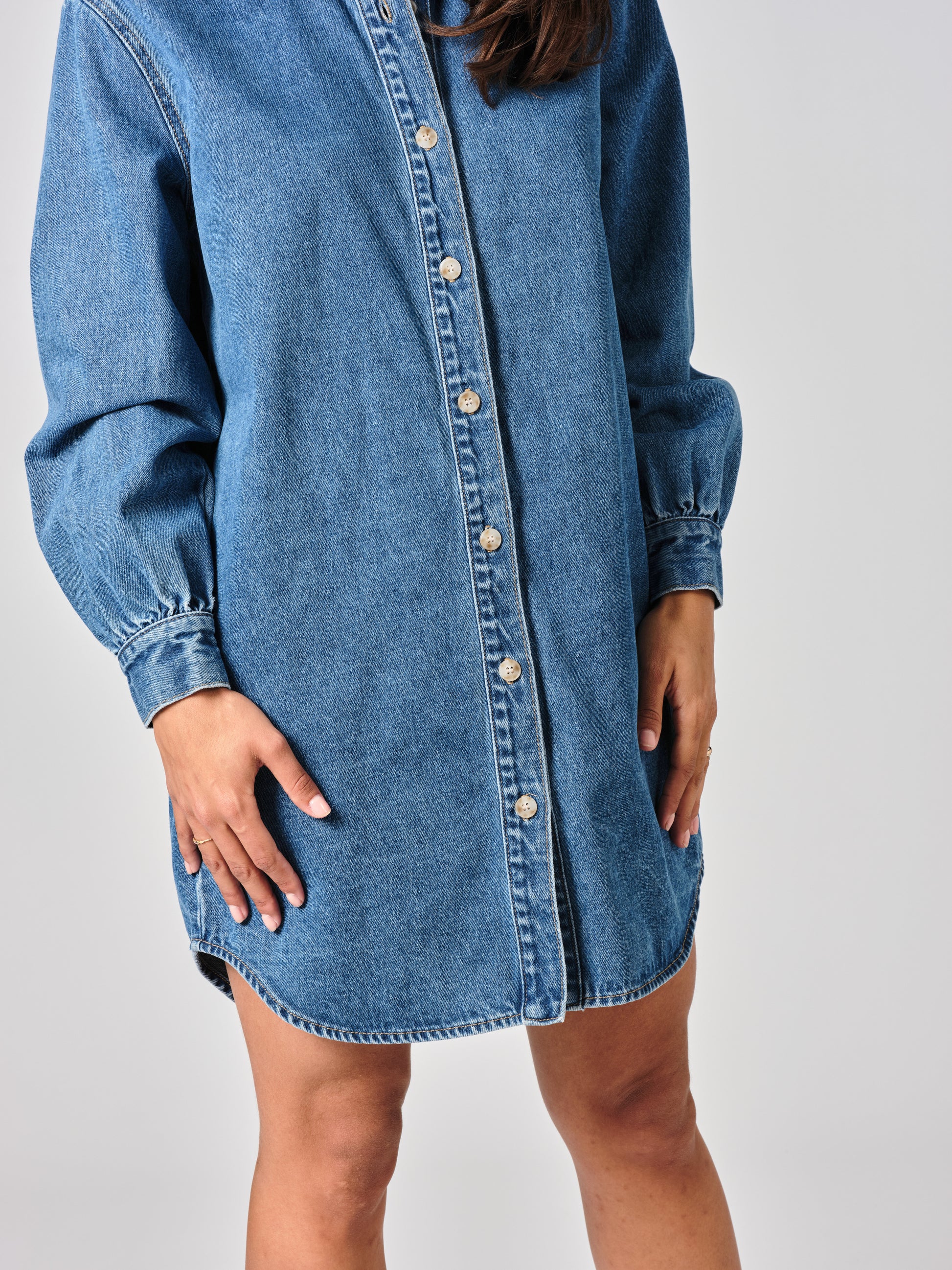 SALOME LONG stone denim shirt