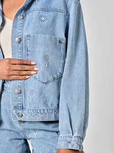 VICKY EMBRO blue denim oversized jacket