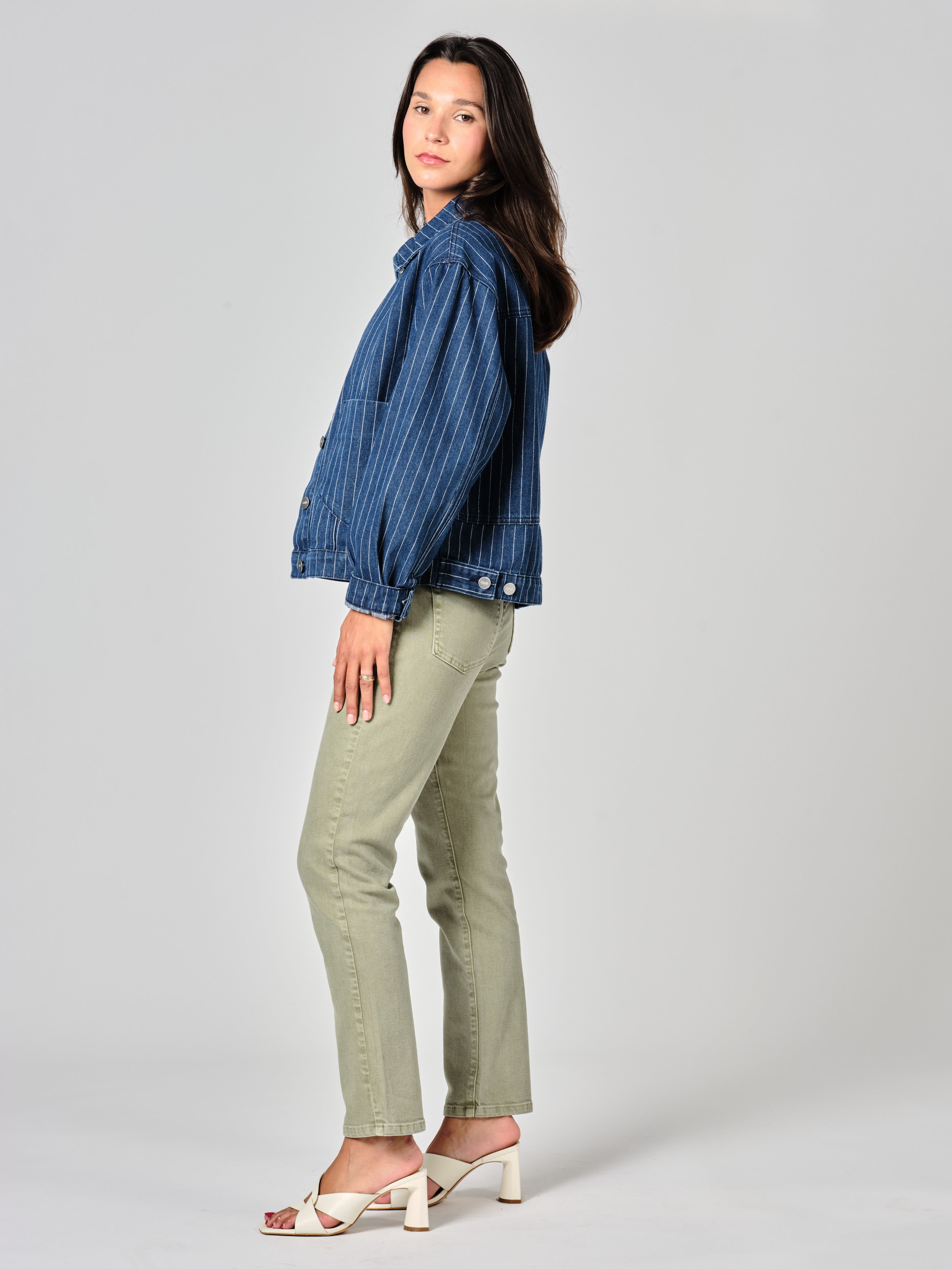 VICKY STRIPE oversized denim jacket