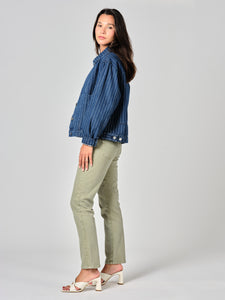 VICKY STRIPE oversized denim jacket