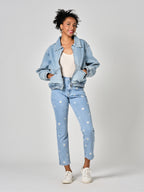 VICKY oversized blue denim jacket with zip