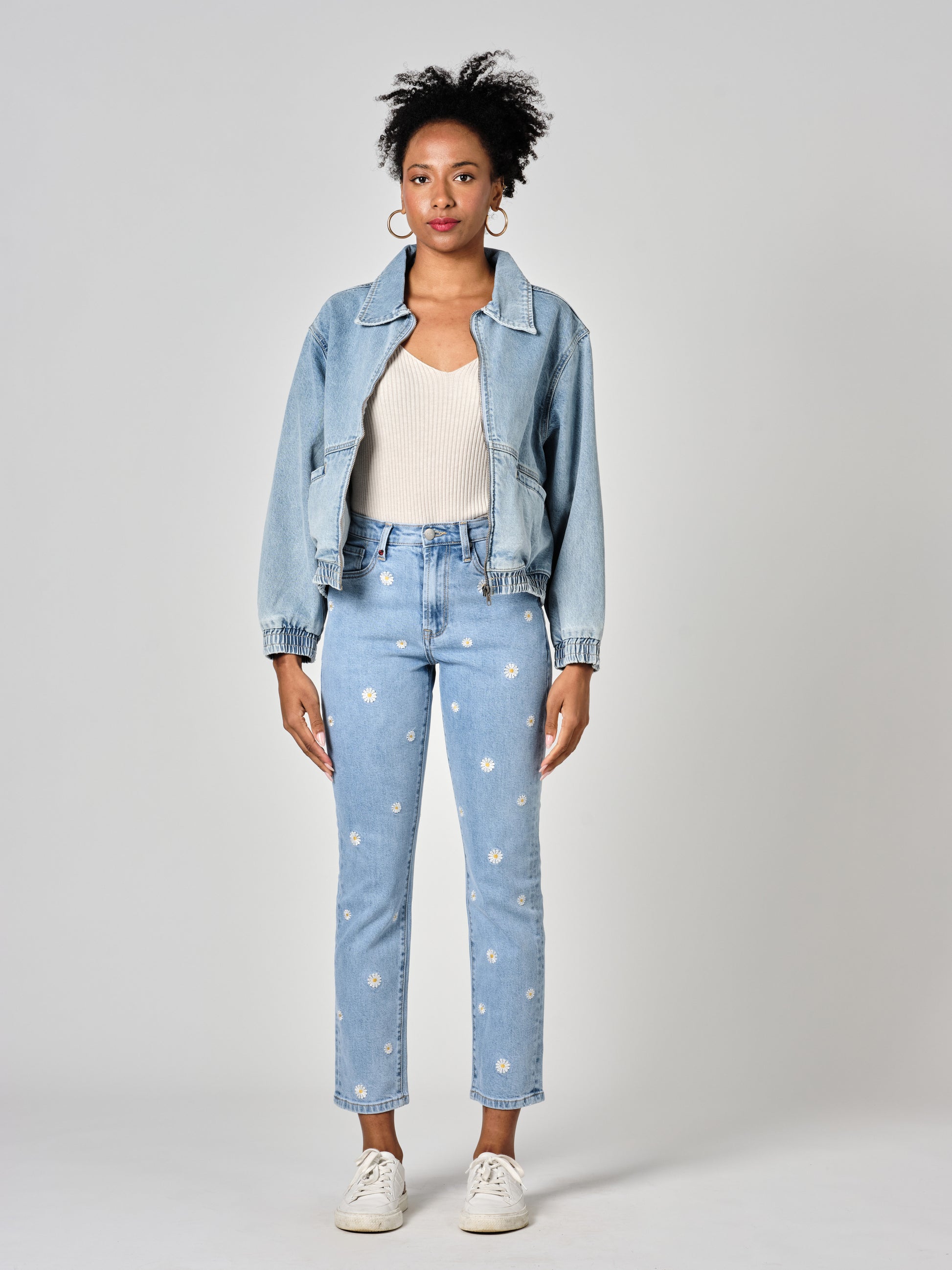 VICKY oversized blue denim jacket with zip