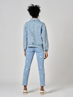 VICKY oversized blue denim jacket with zip