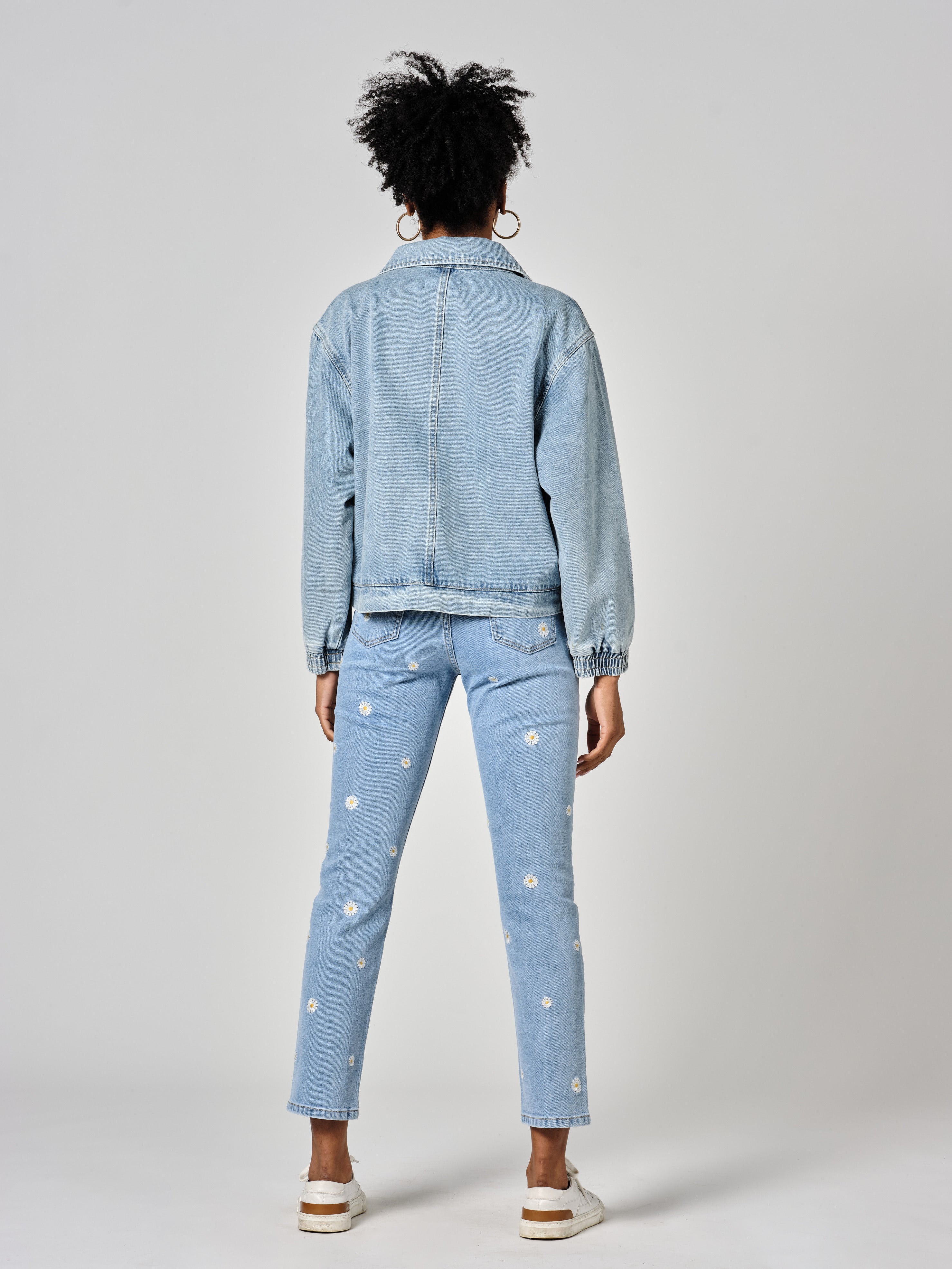 VICKY oversized blue denim jacket with zip
