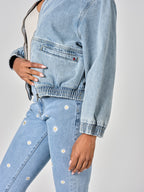 VICKY oversized blue denim jacket with zip