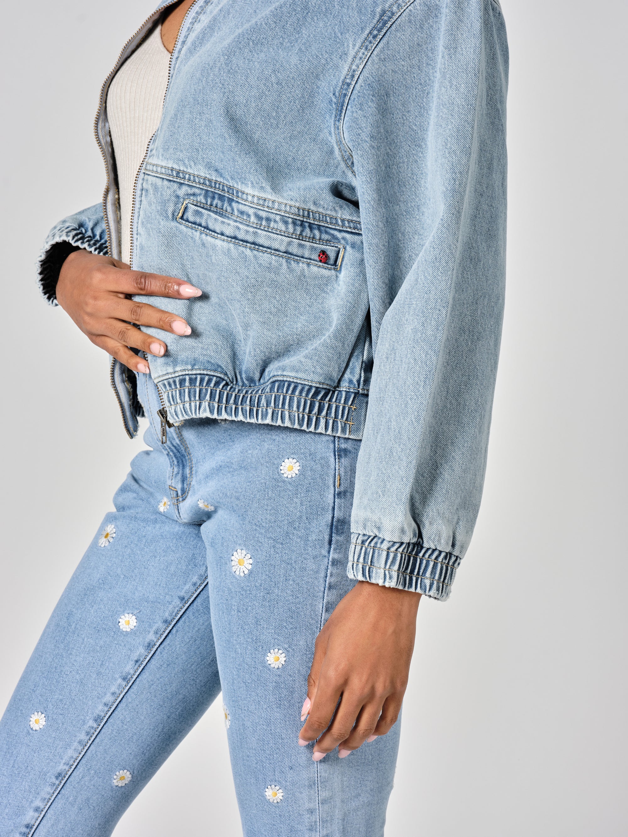 VICKY oversized blue denim jacket with zip