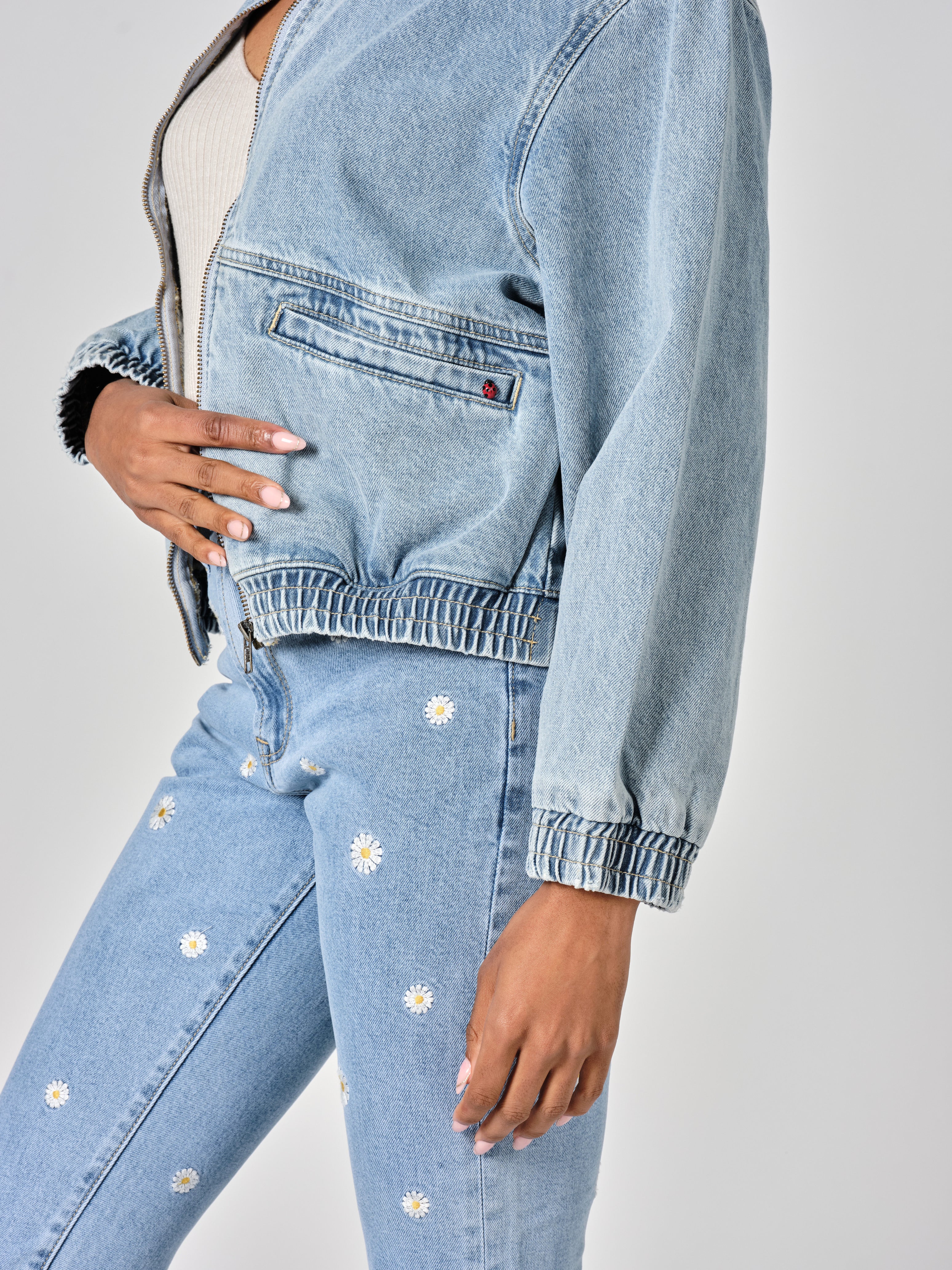 VICKY oversized blue denim jacket with zip