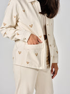 Veste en jean greige VIVIAN EMBRO HEART