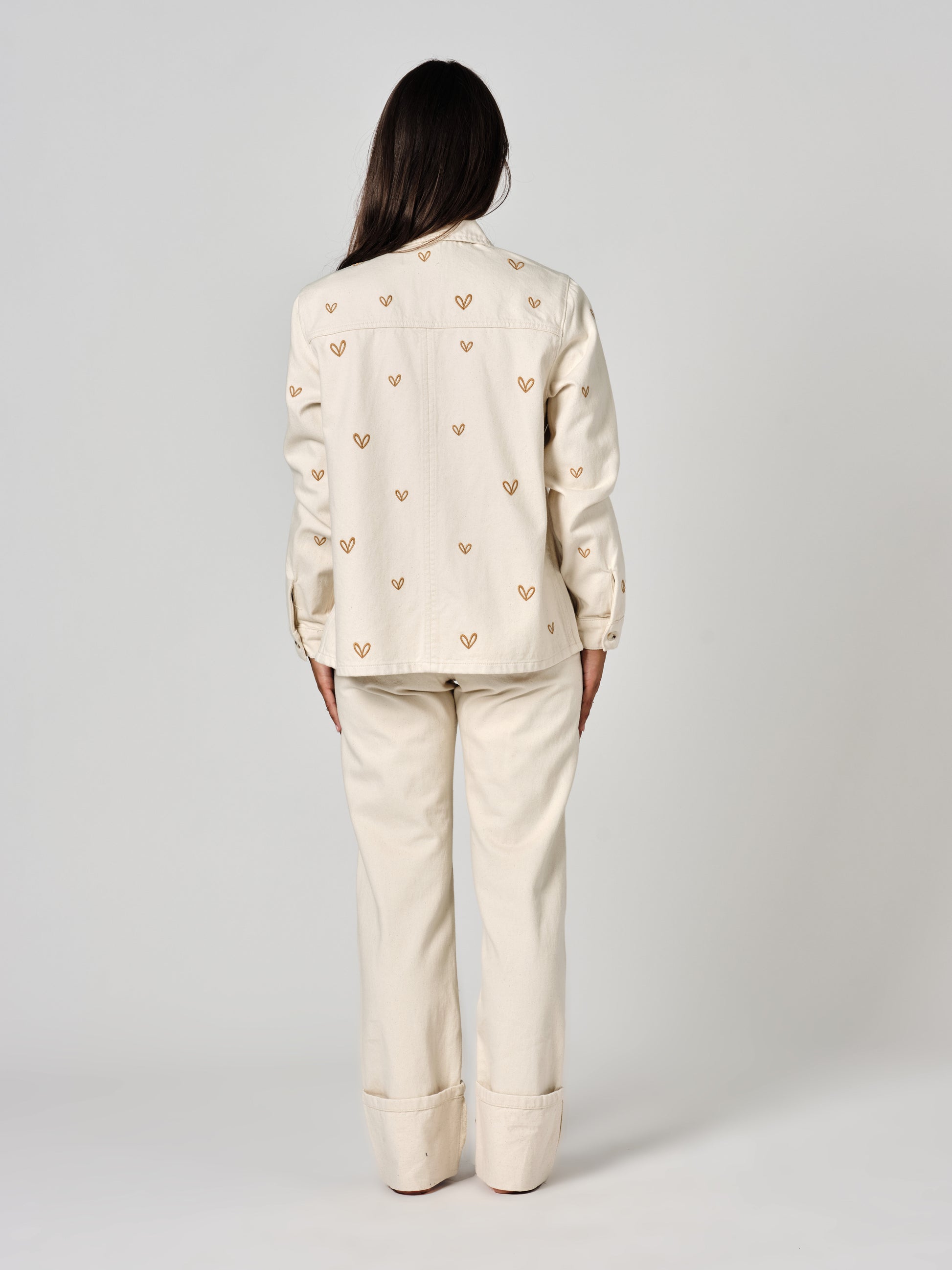 Veste en jean greige VIVIAN EMBRO HEART