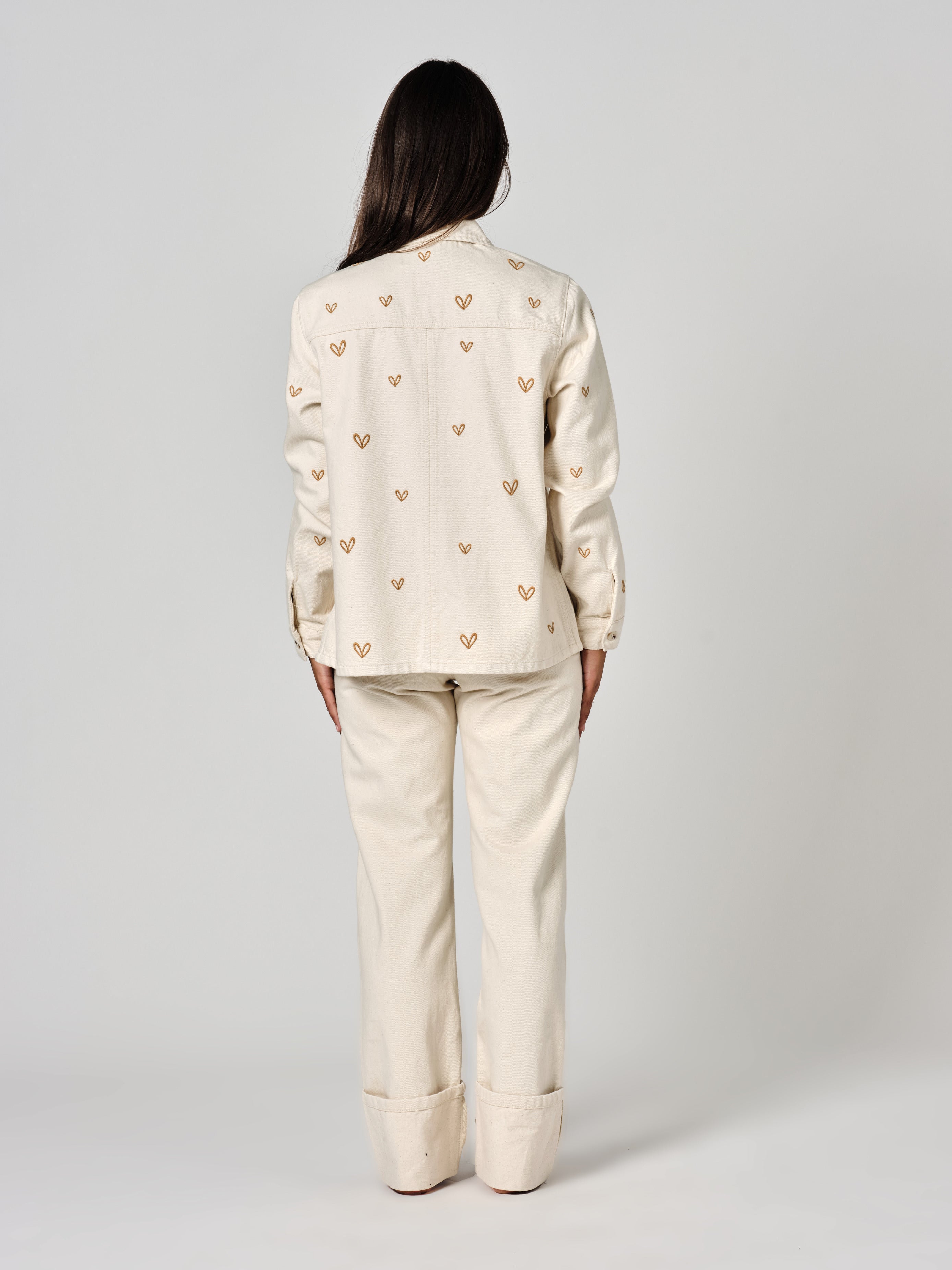 VIVIAN EMBRO HEART gray denim jacket