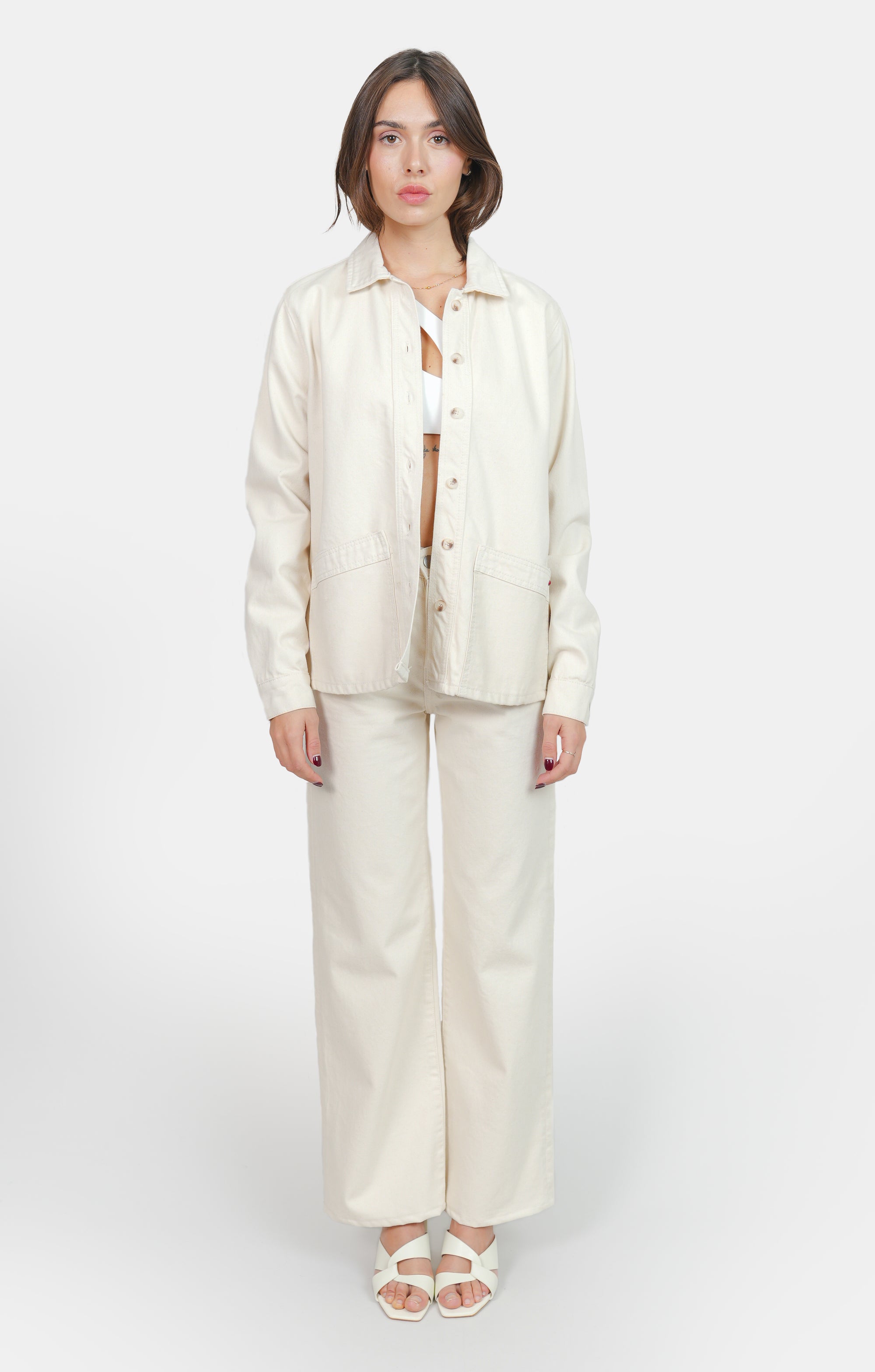 VIVIAN ecru lightweight denim jacket