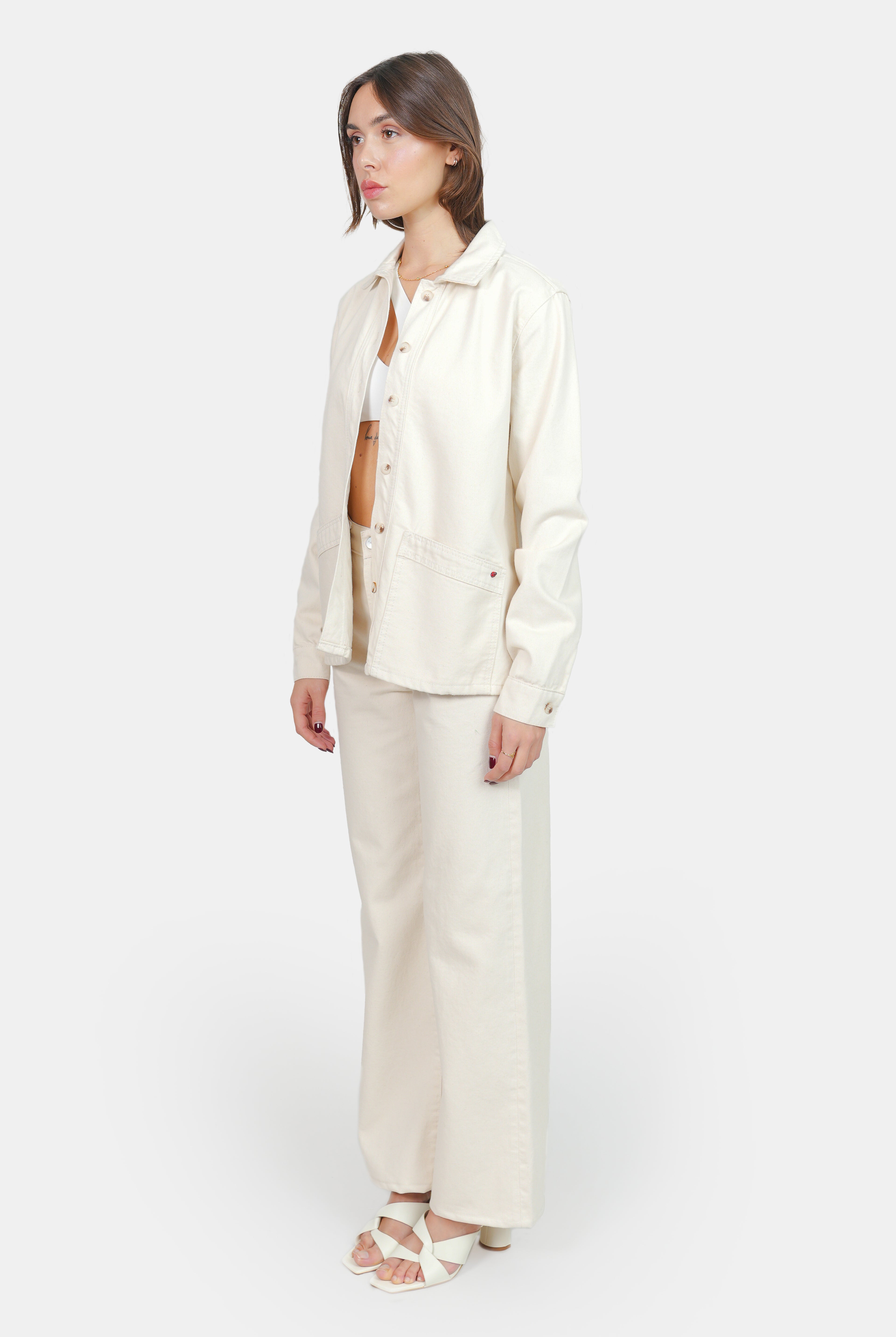 VIVIAN ecru lightweight denim jacket
