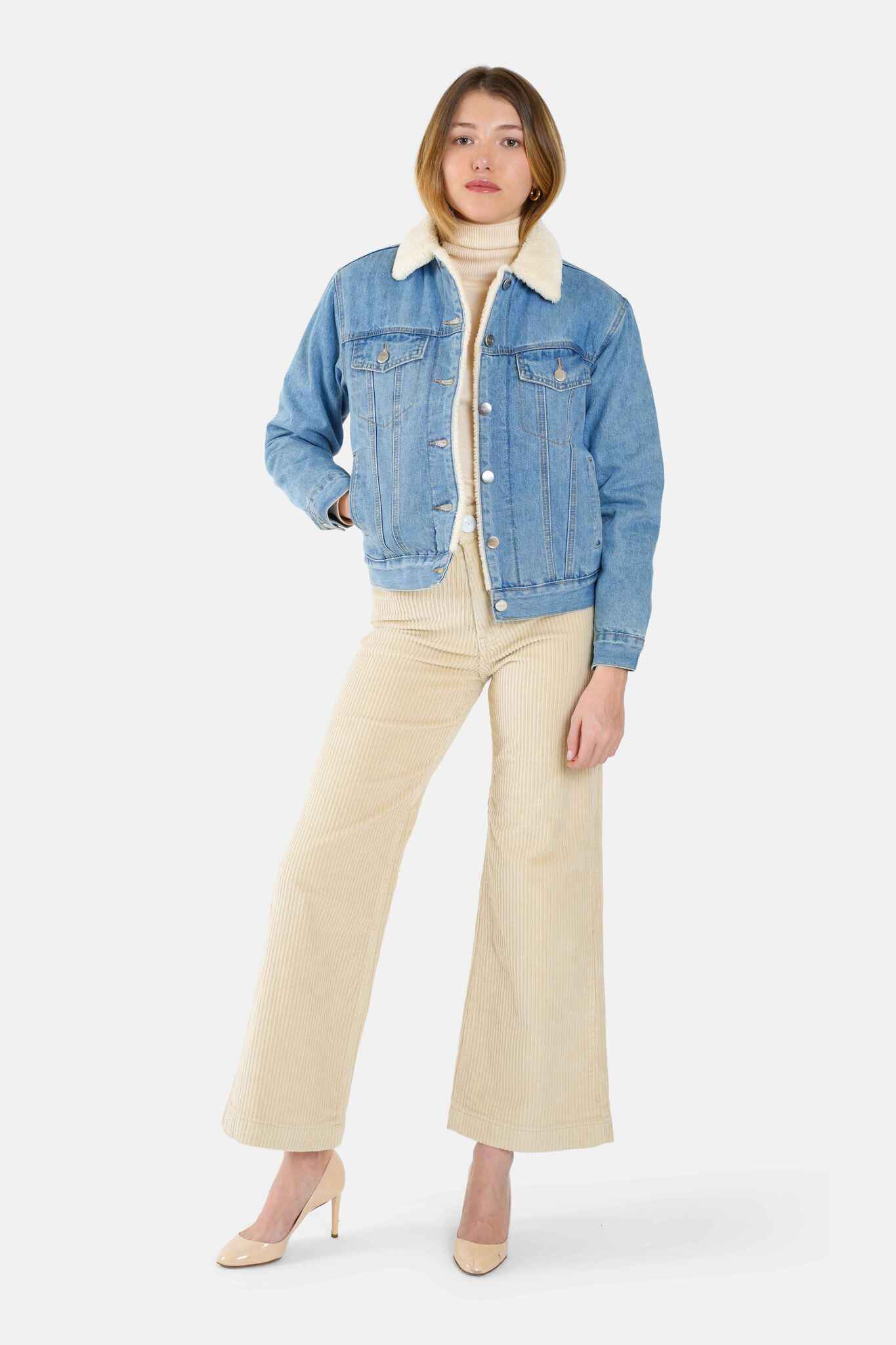 Veste en jean bleu VIVI SHERPA