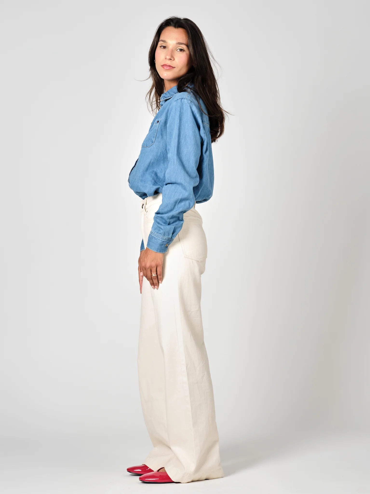 Wide greige FLOWER jeans 