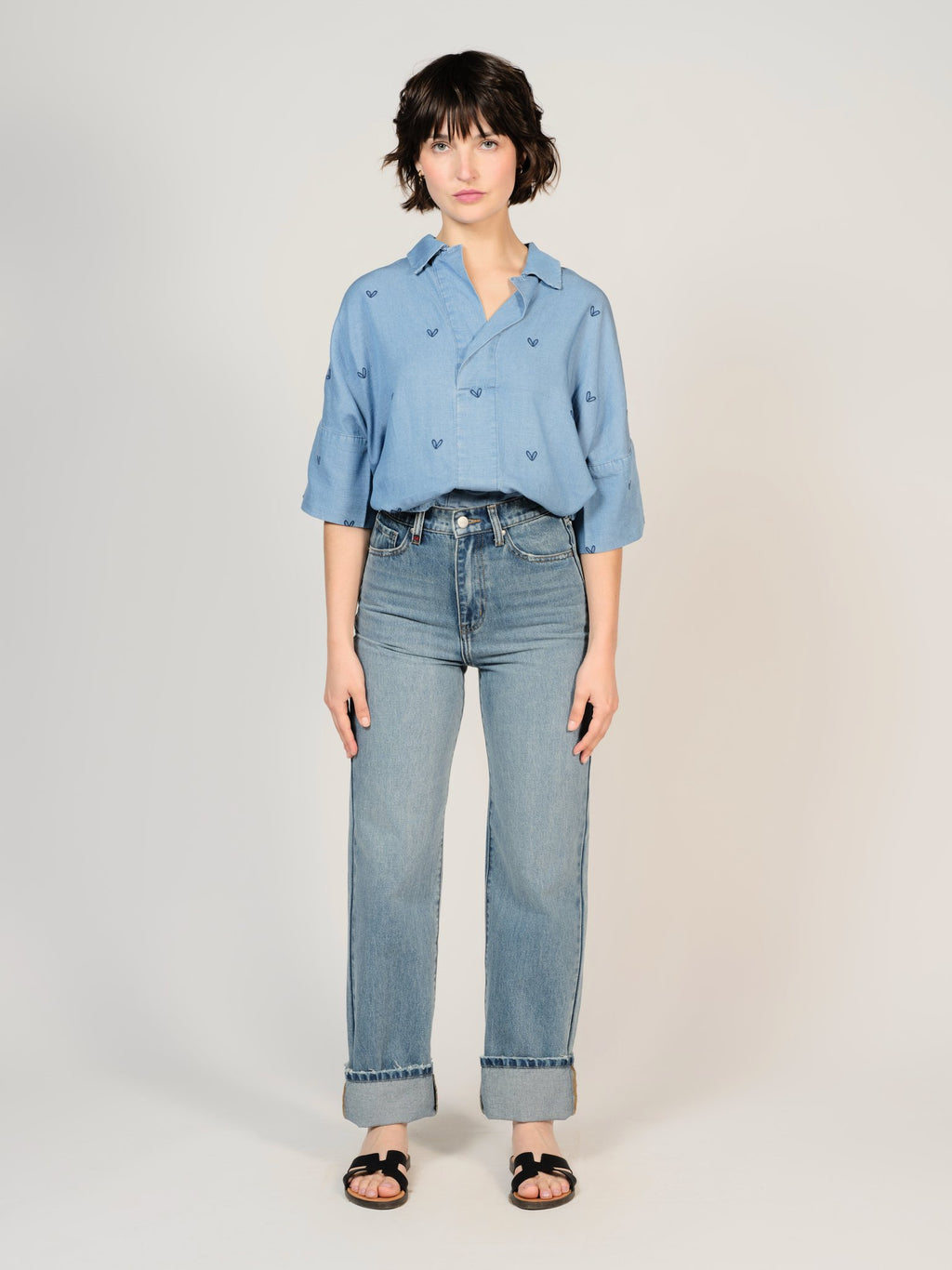 Jean droit bleu POLA LONG en 100% Coton