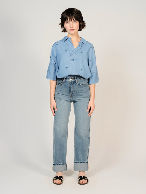 Jean droit bleu POLA LONG en 100% Coton