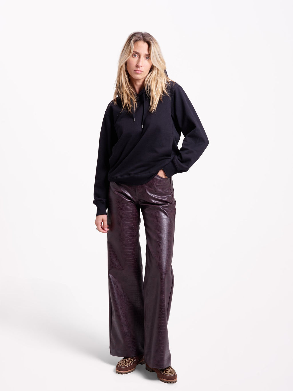 Jean large taille haute FLEURE PU